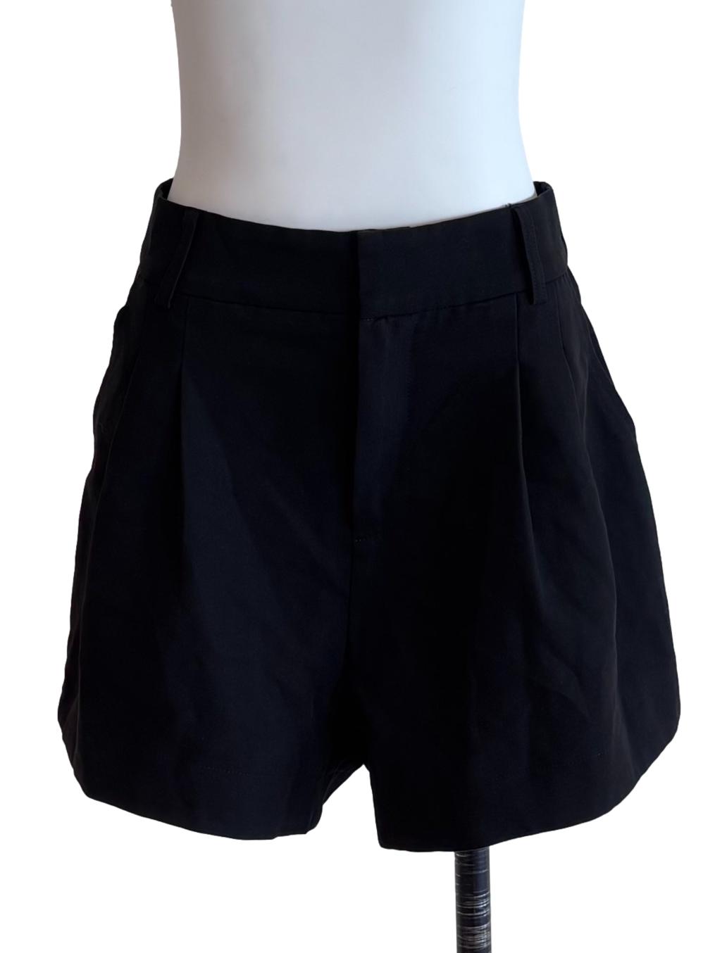 Black Pleated Shorts