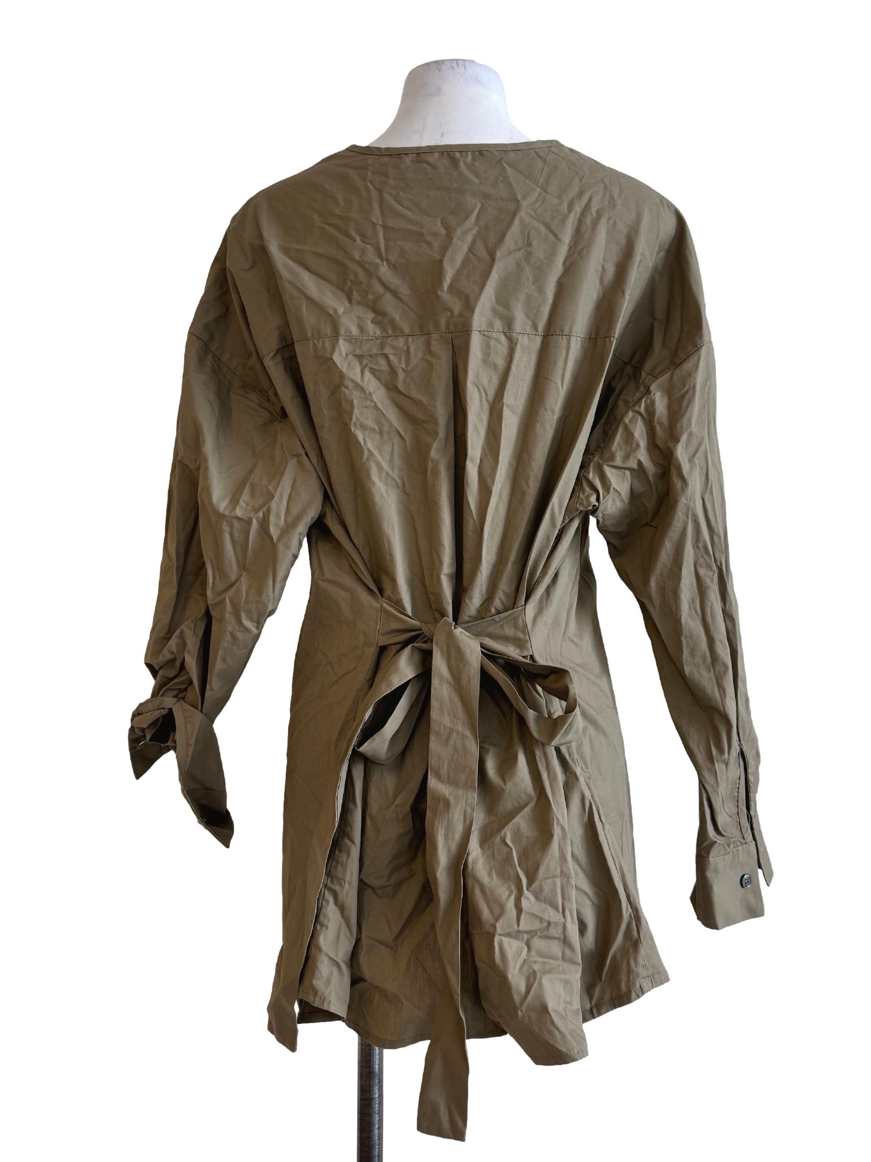 Tan Brown Long Sleeve Blouse