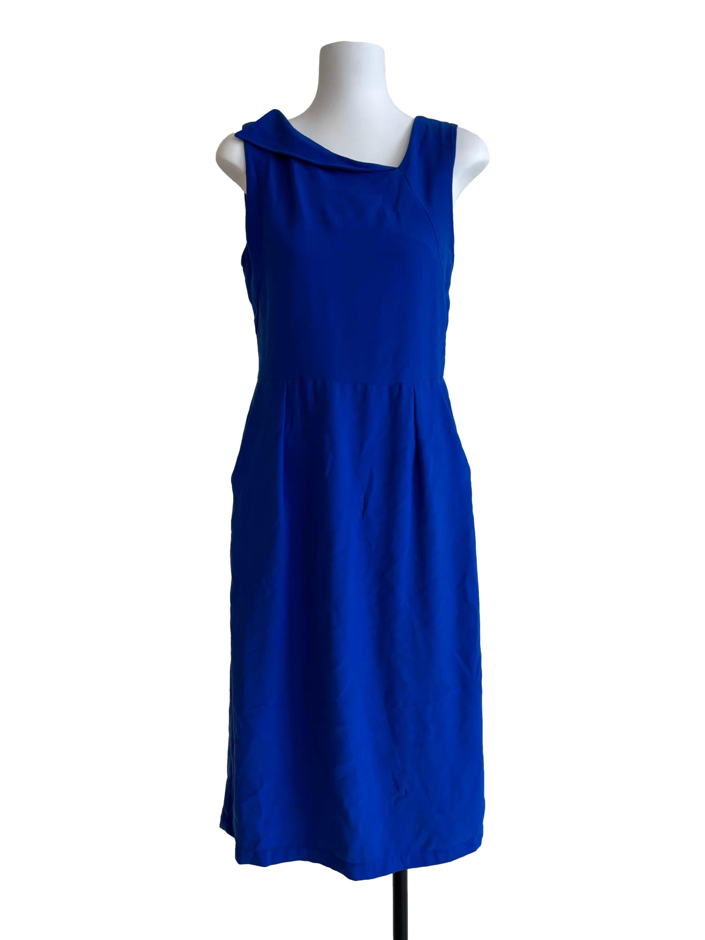 Cobalt Blue Sleeveless A-Line Dress