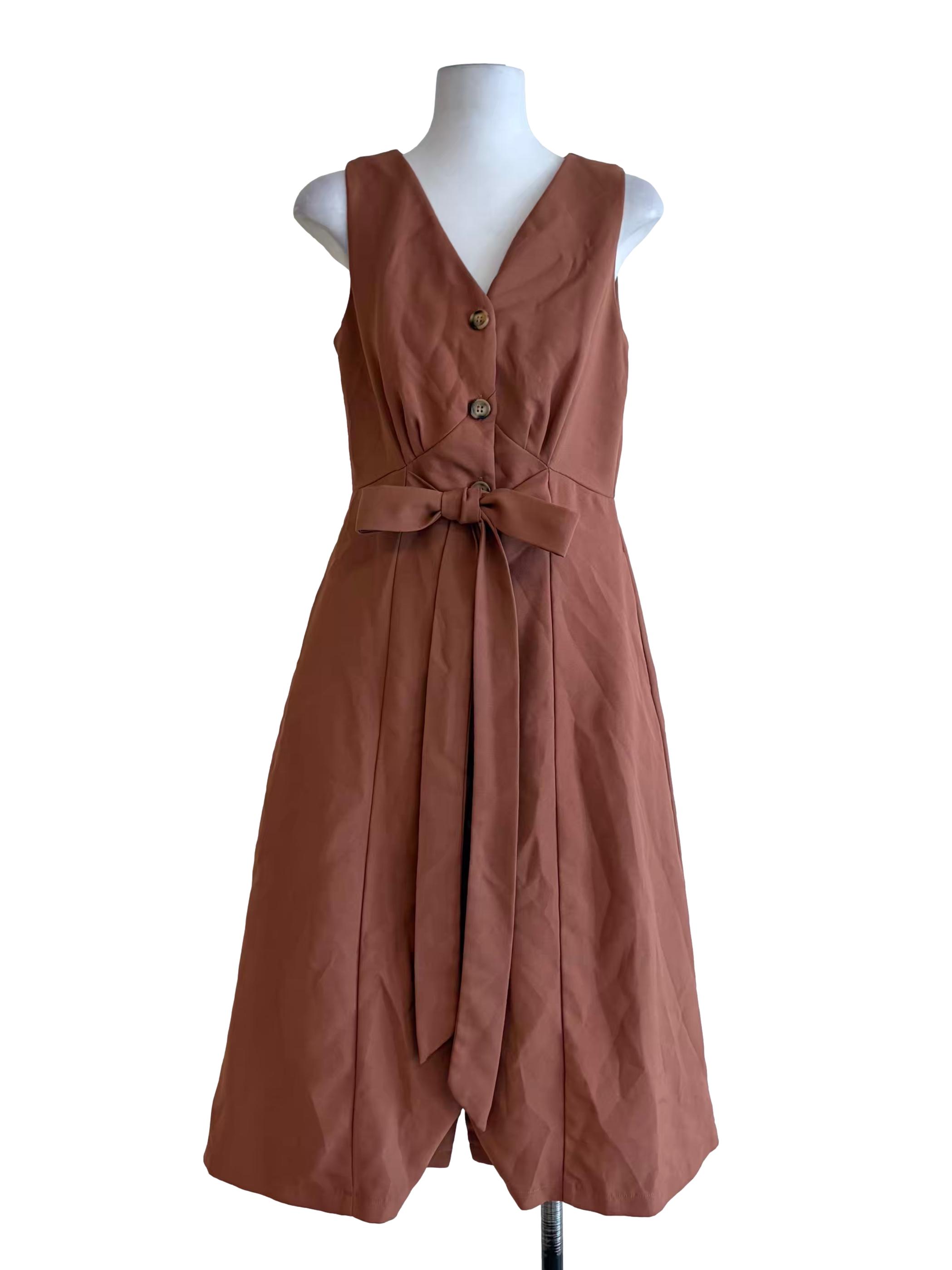Blush Pink Button Down Sleeveless Apron Dress