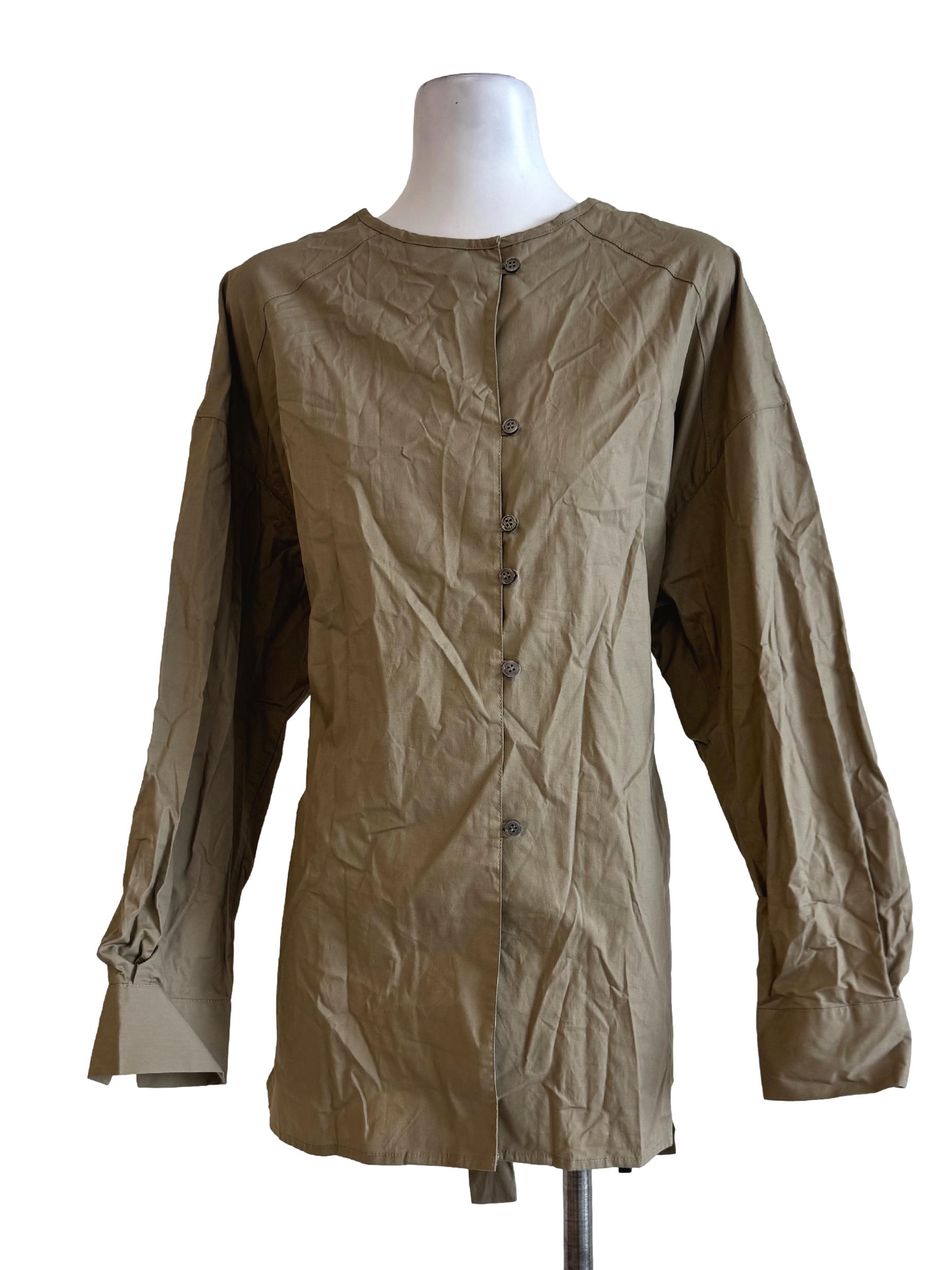 Tan Brown Long Sleeve Blouse