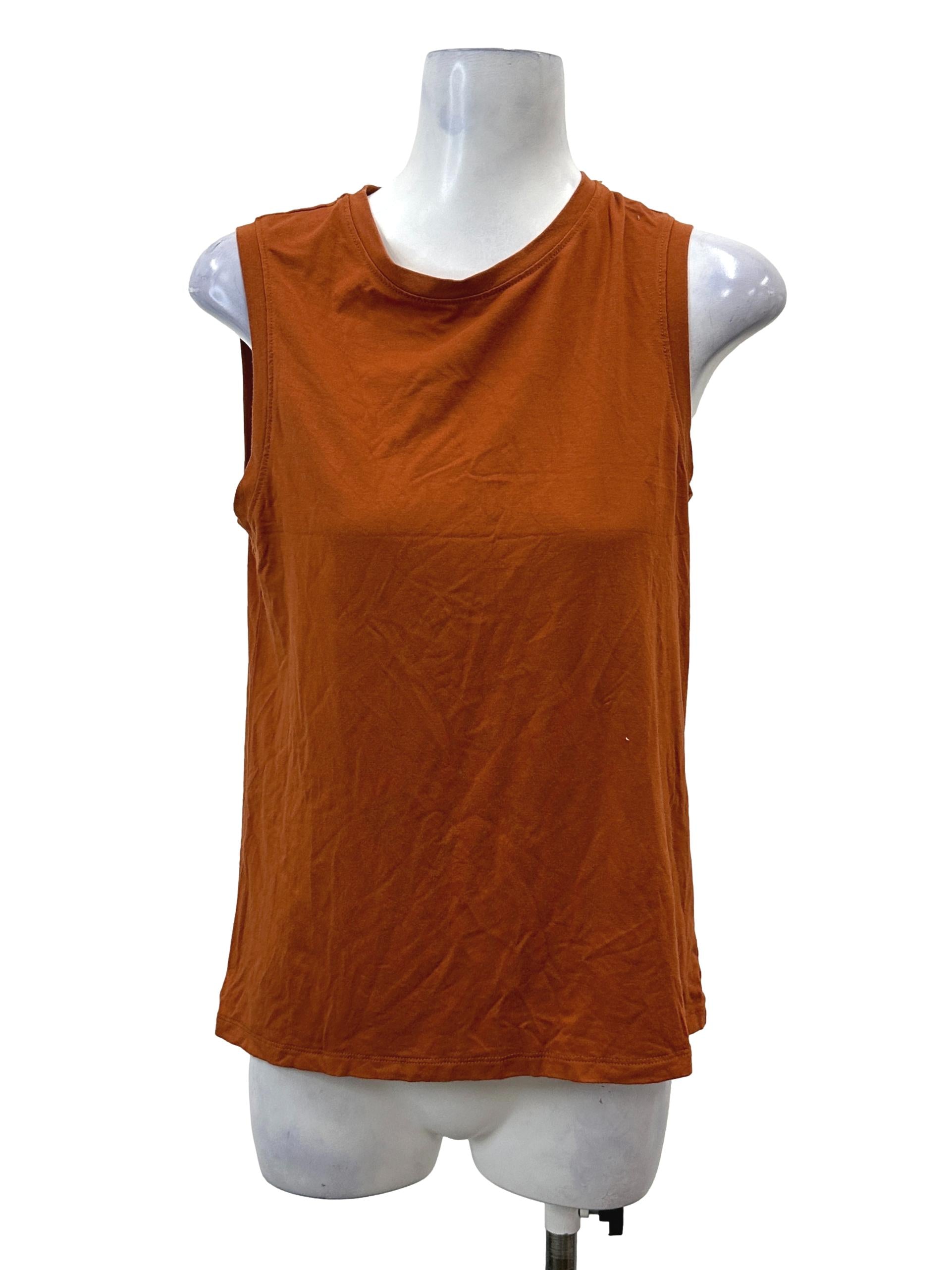 Burnt Orange Round Neck Tank Top OSN