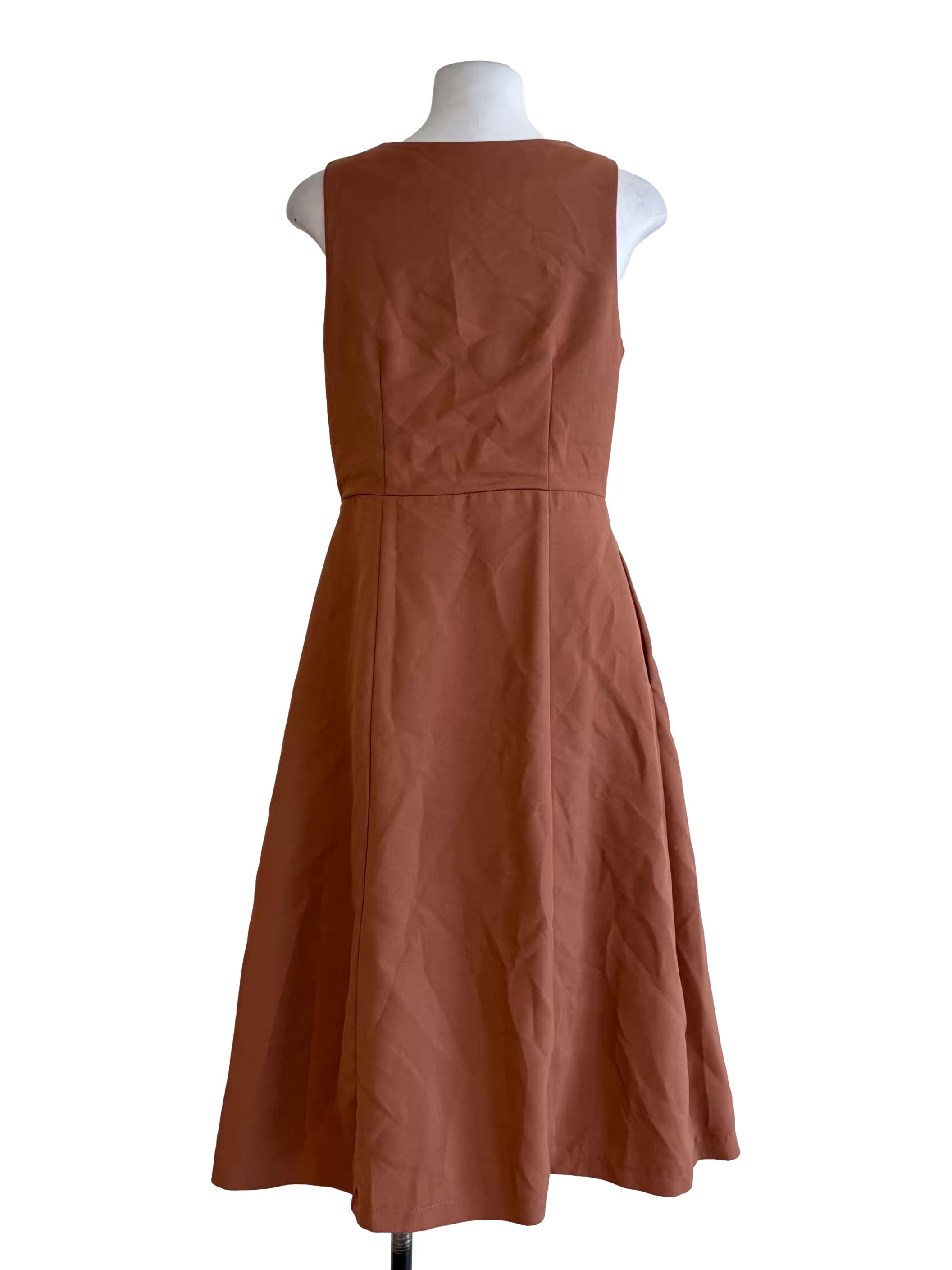 Blush Pink Button Down Sleeveless Apron Dress