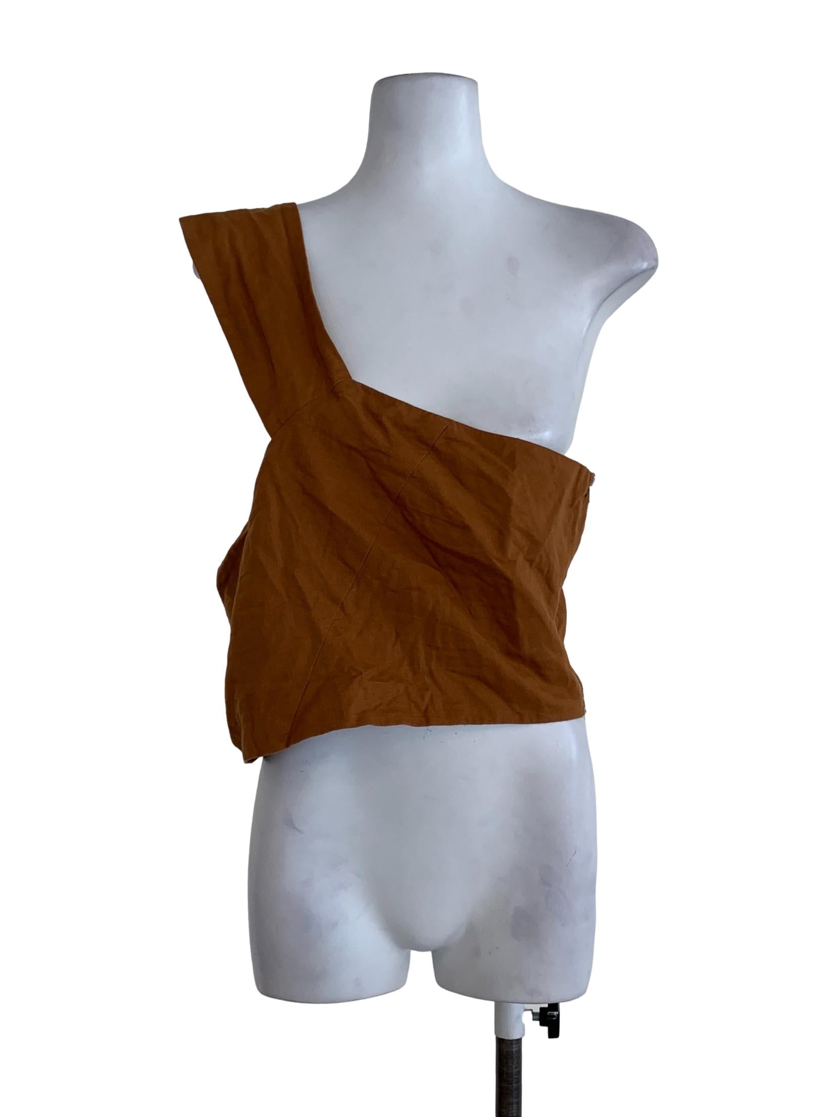 Brown Plain Sleeveless Top