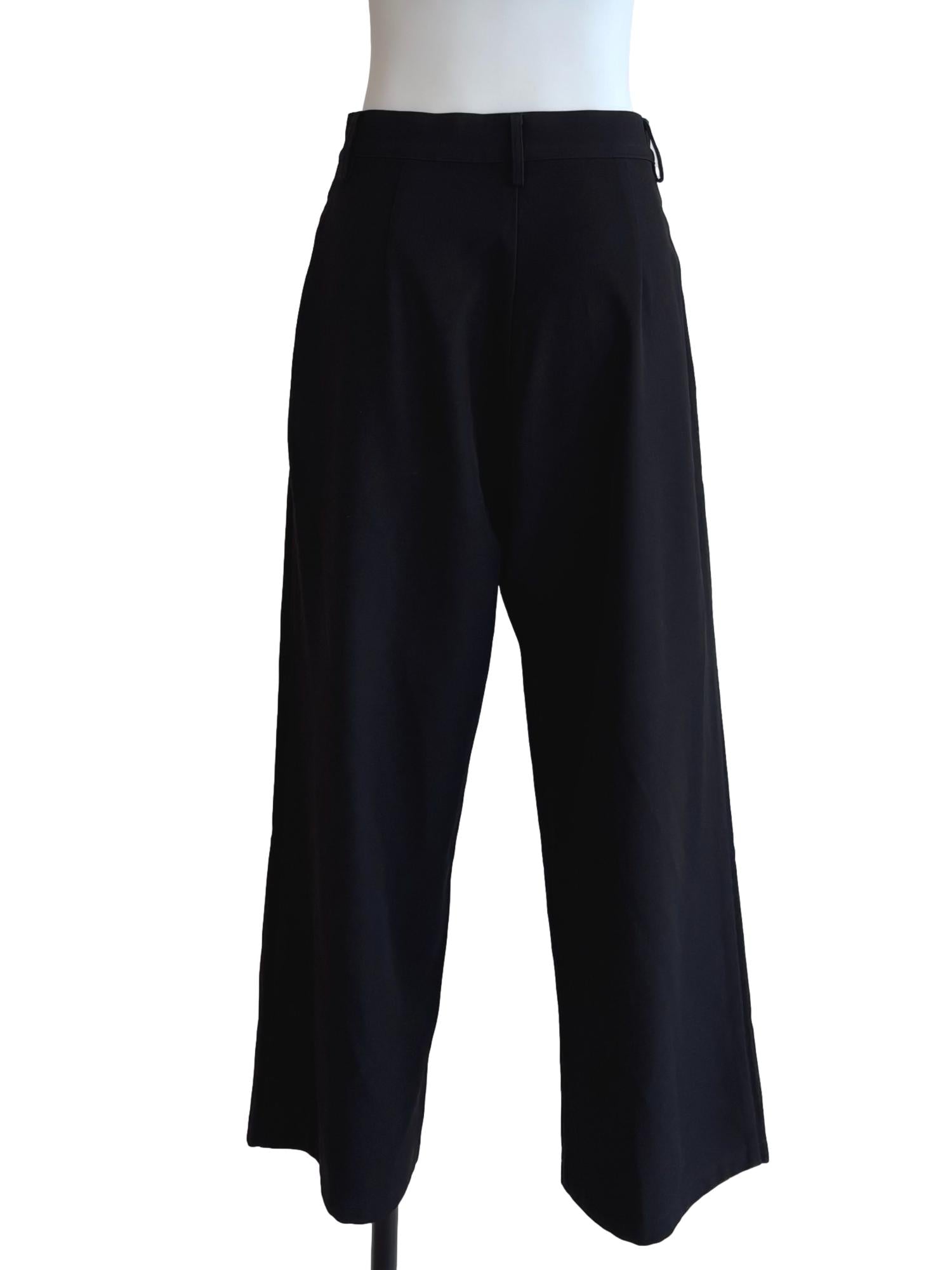 Black Pleated Straight Trousers