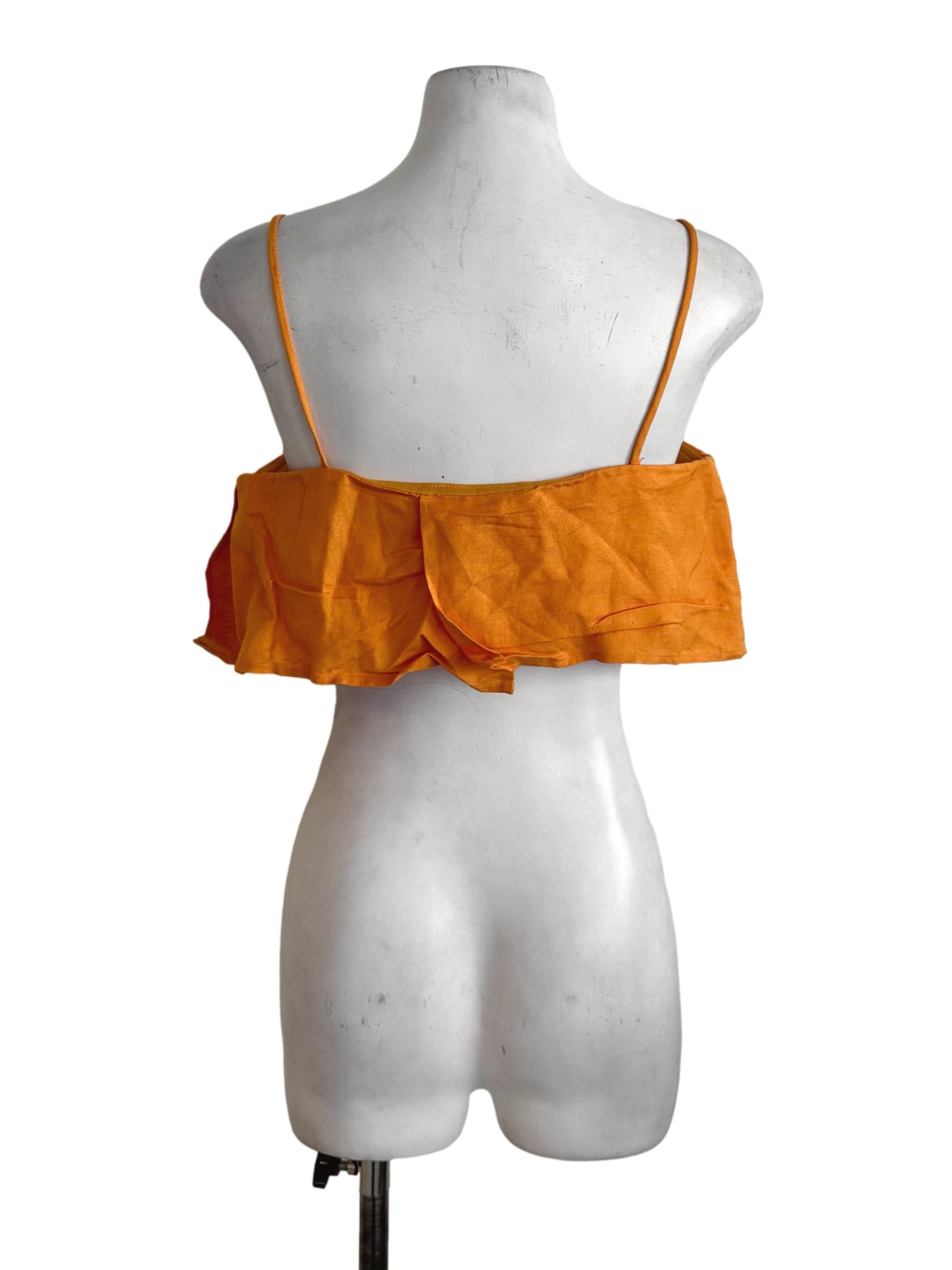 Tiger Orange Square Neck Spaghetti Strap Top LB