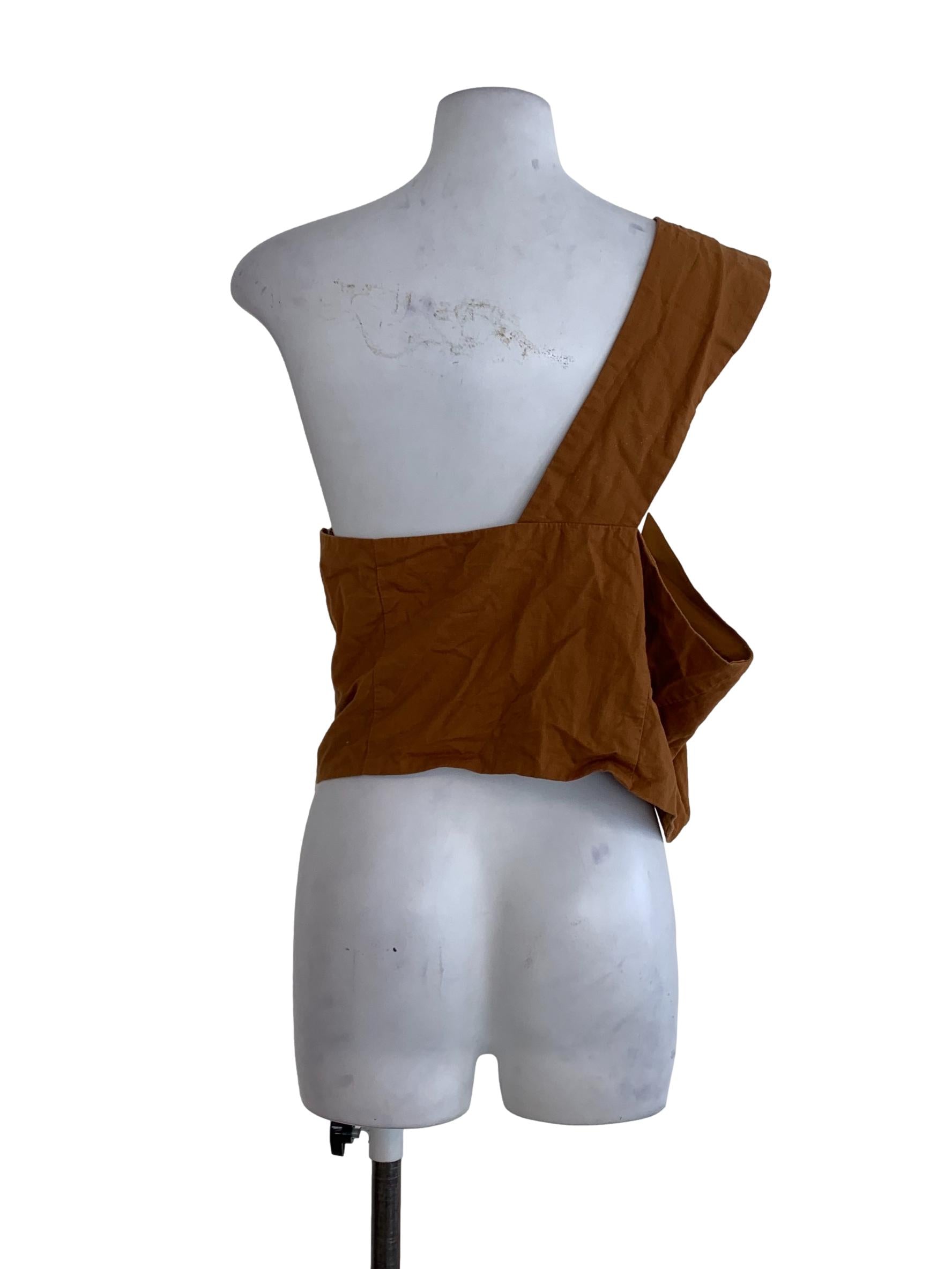 Brown Plain Sleeveless Top