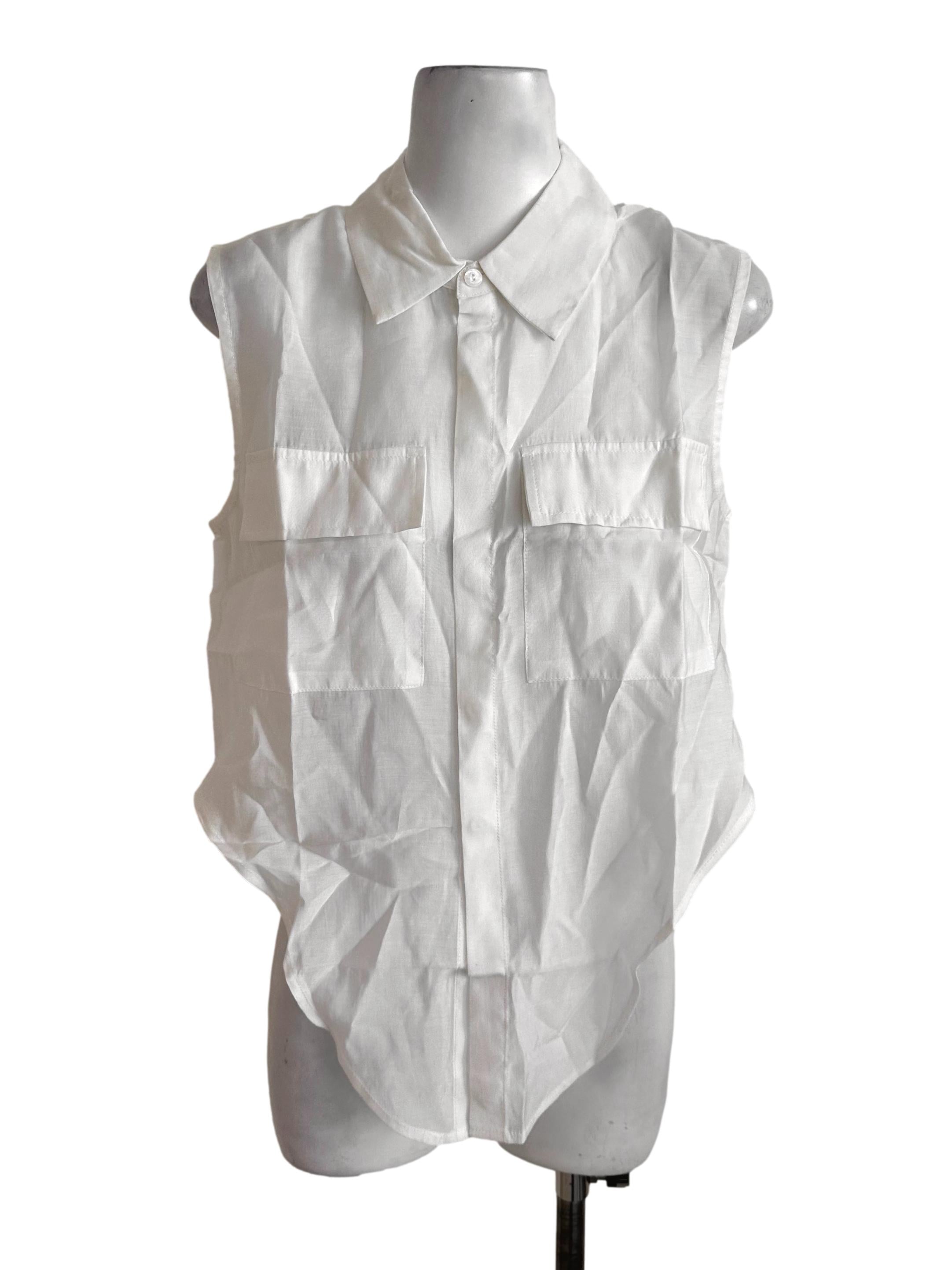 Off White Collar Pocket Button Top LB