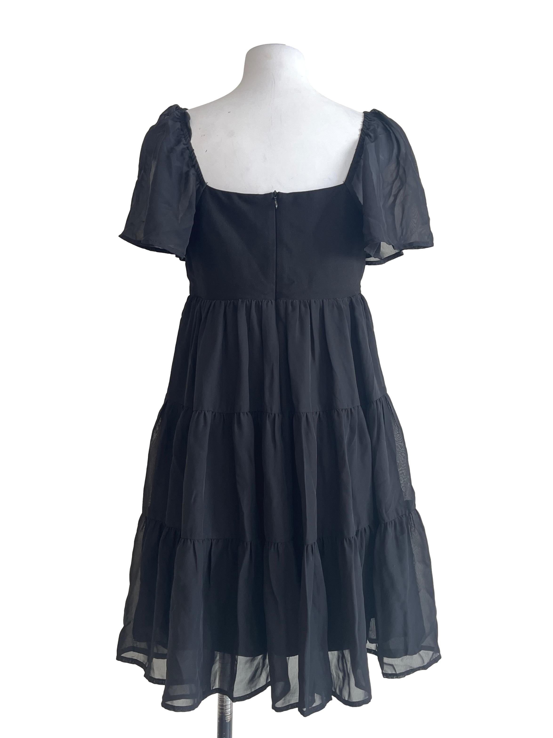 Pitch Black Square Tiered Dress