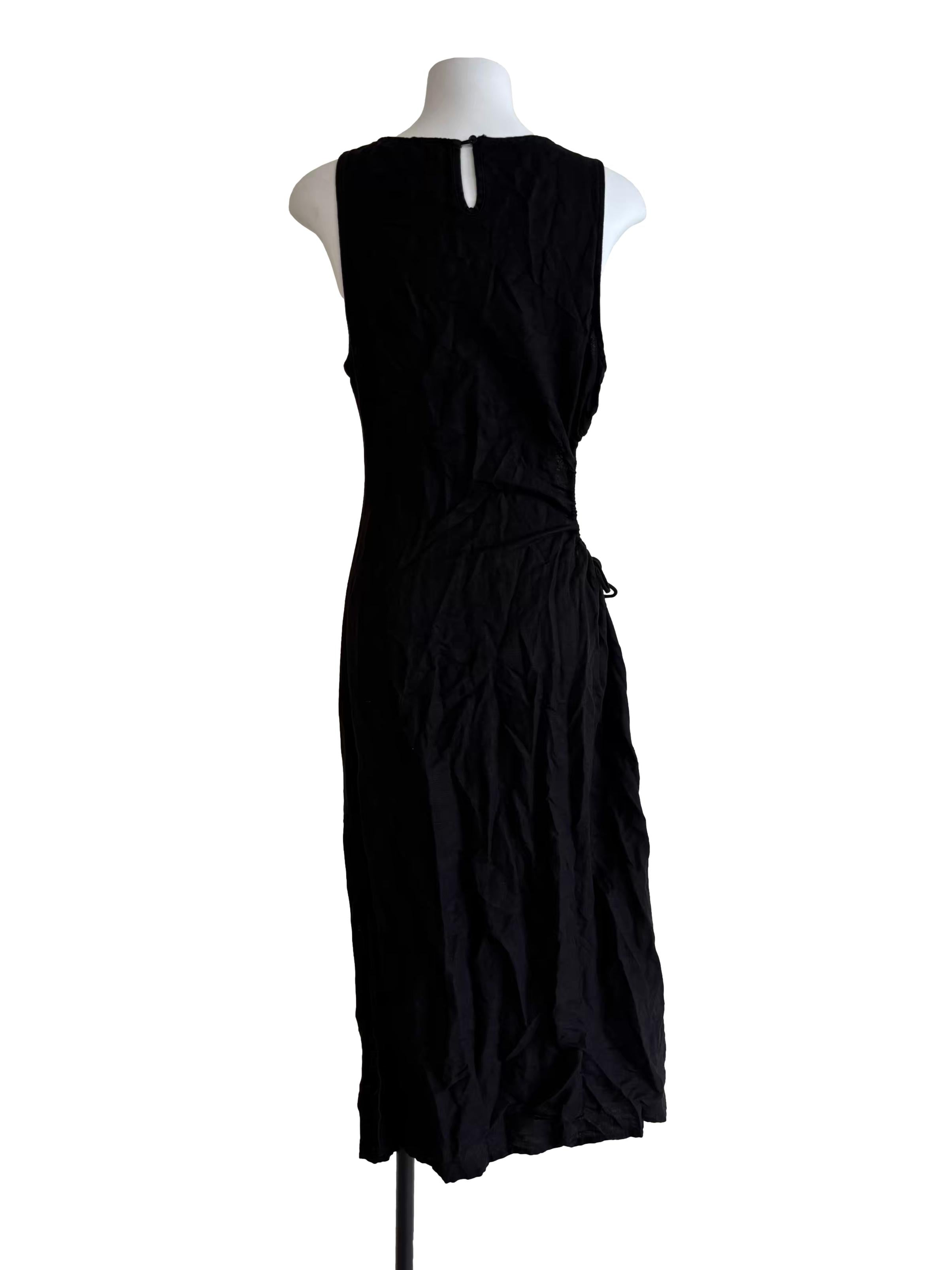 Raven Black Cut Out Linen Dress