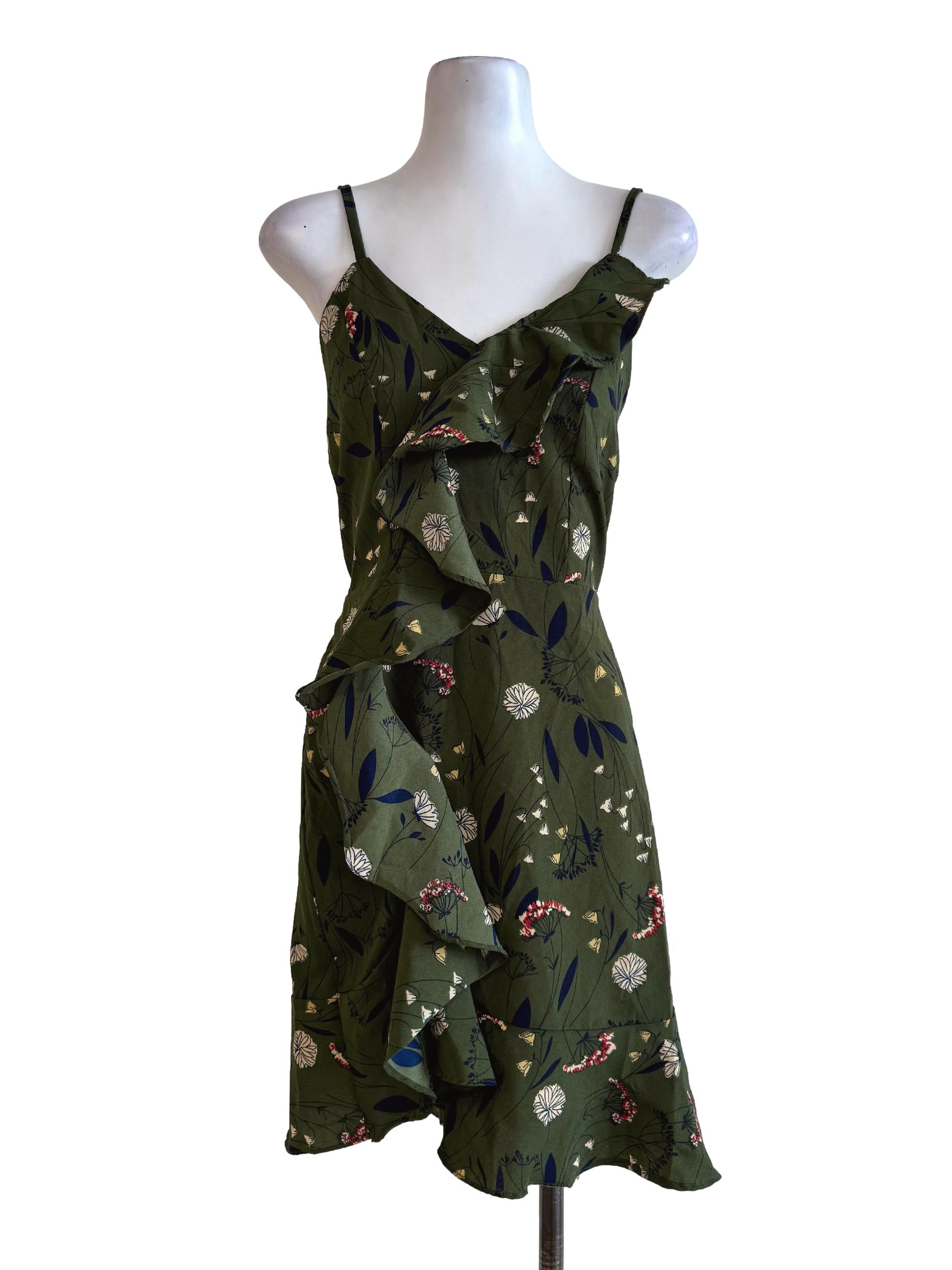 Forest Green With Multicolor Prints Dress