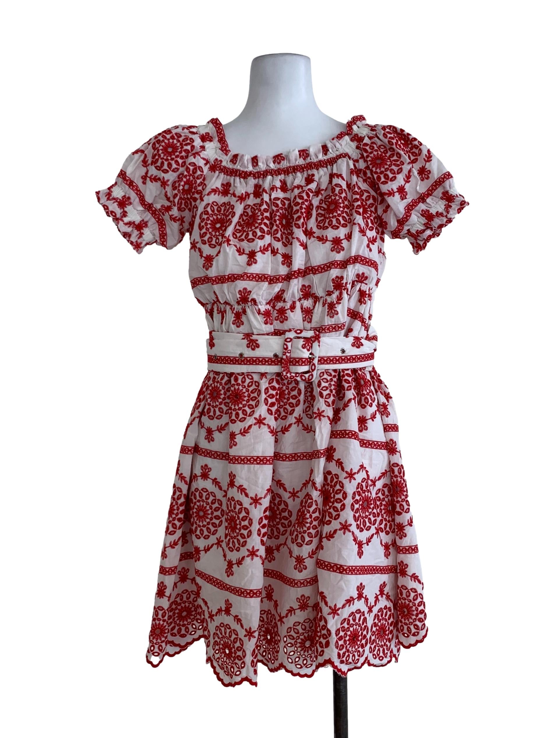 White Eyelet Lace Empire Dress