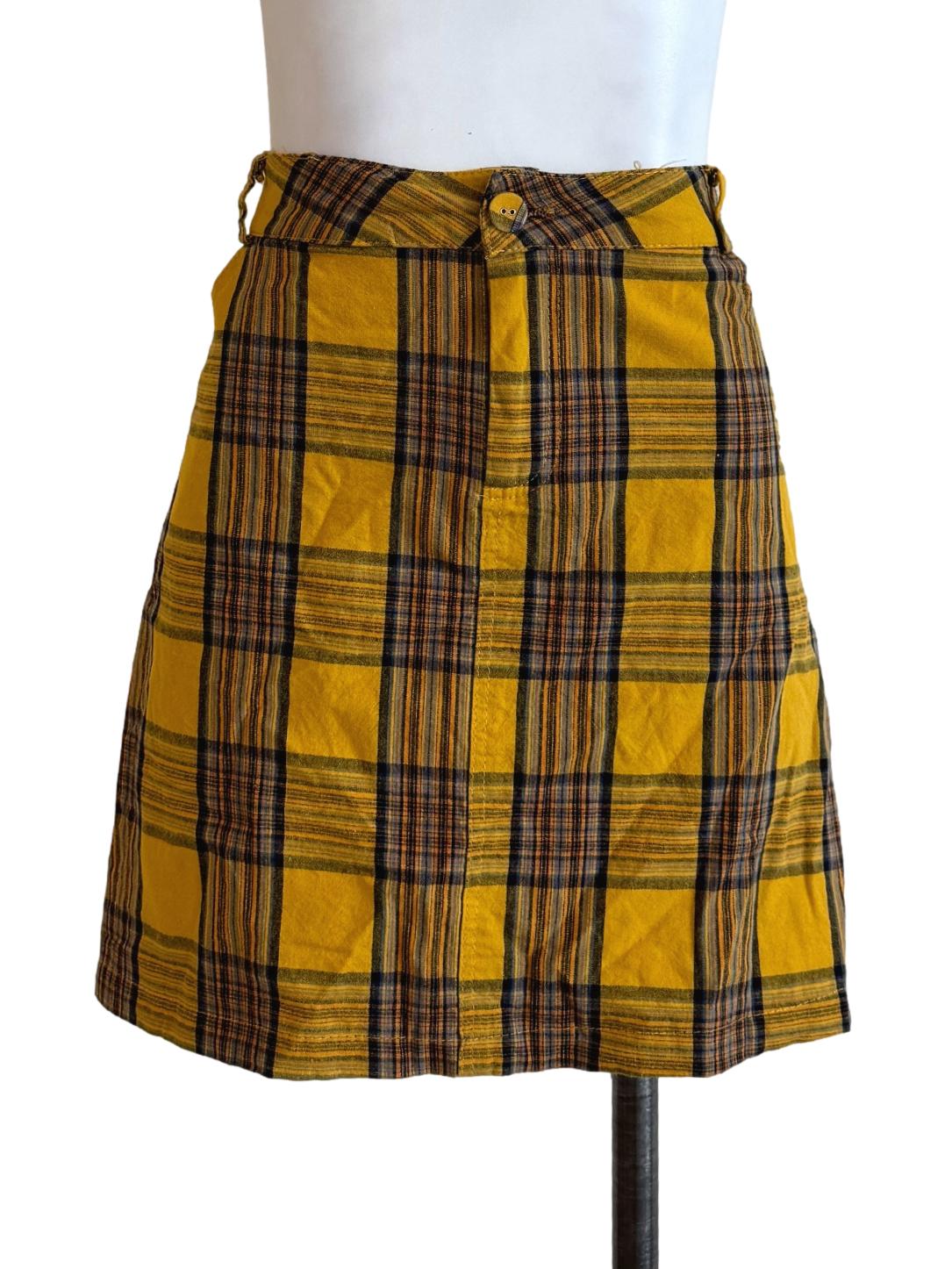 Mustard Gingham Mini Skirt TEM