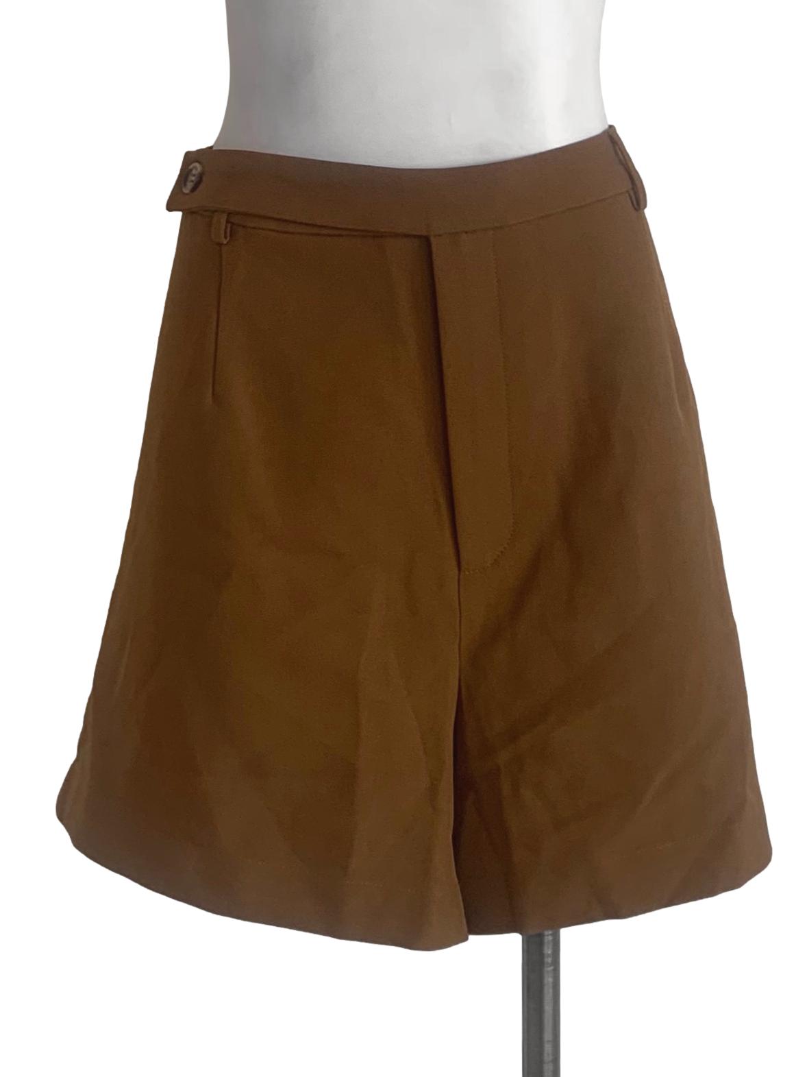 Peanut Brown Structured Shorts LB
