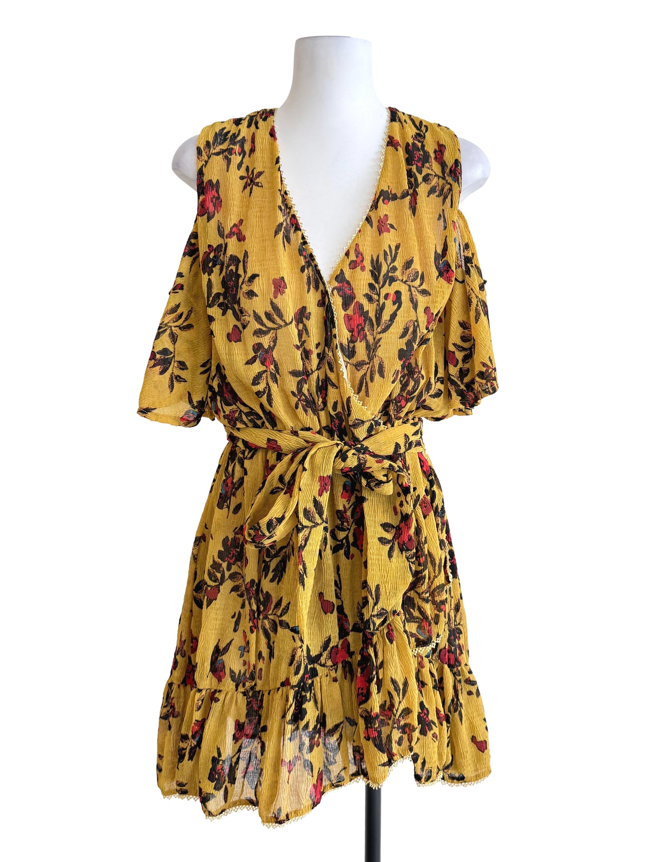 Butterscotch Yellow Flower Printed Dress