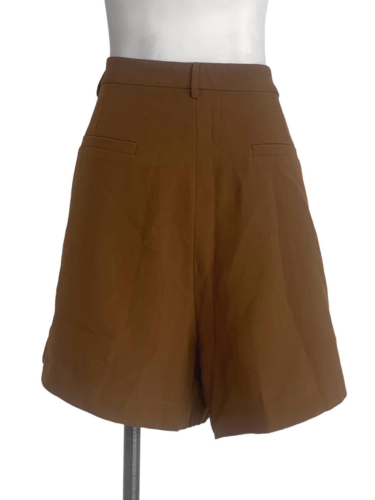 Peanut Brown Structured Shorts LB
