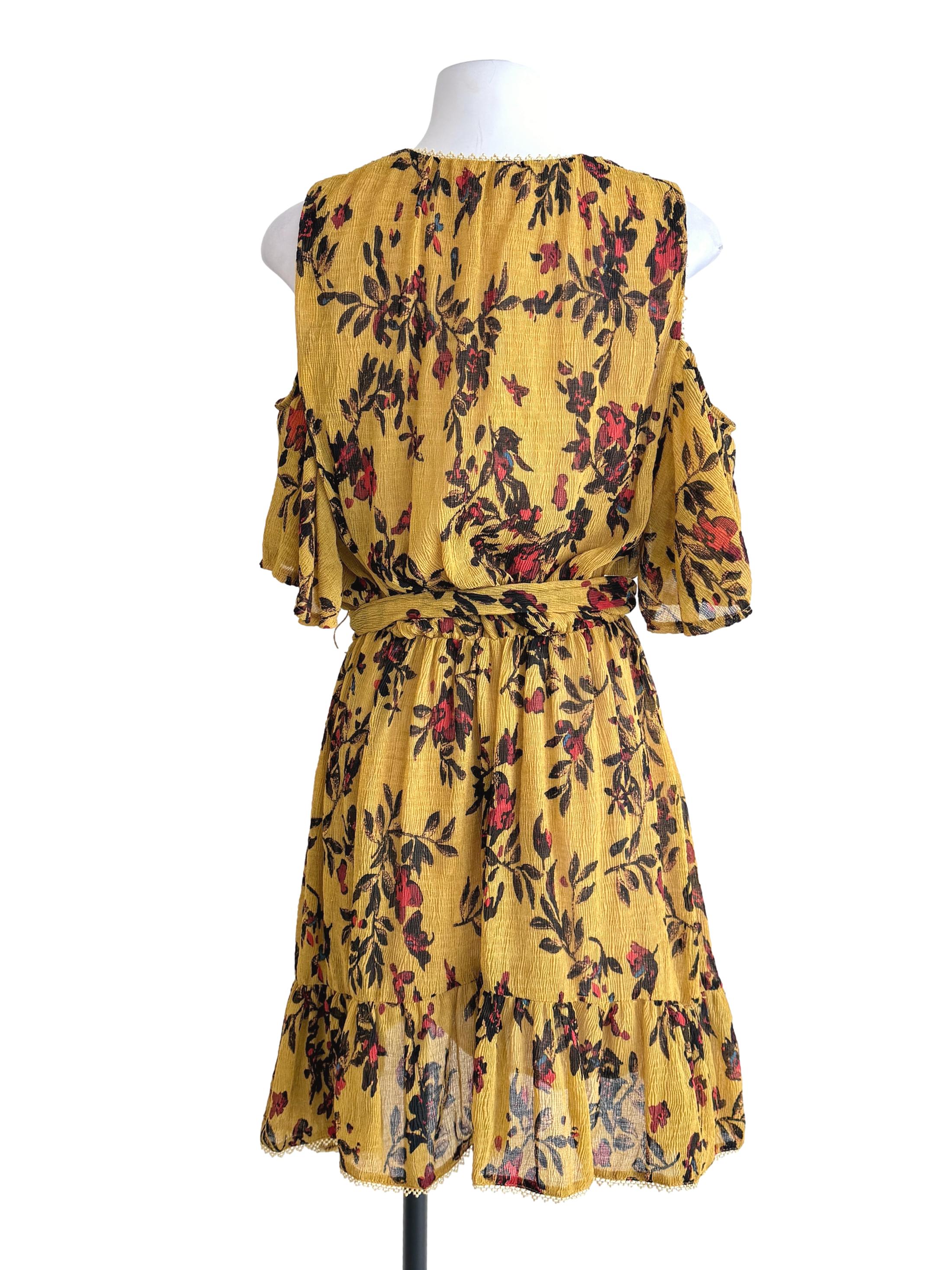 Butterscotch Yellow Flower Printed Dress