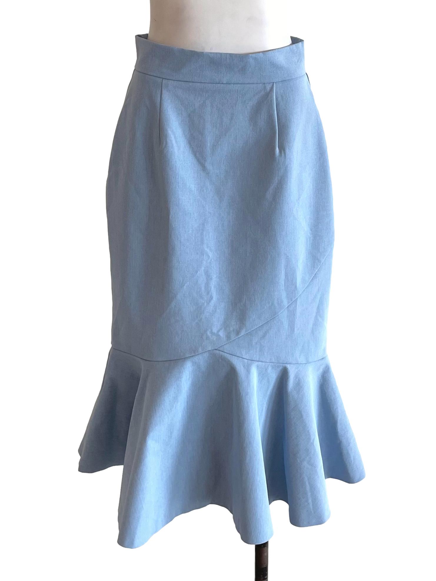 Stone Blue Flounced Skirt