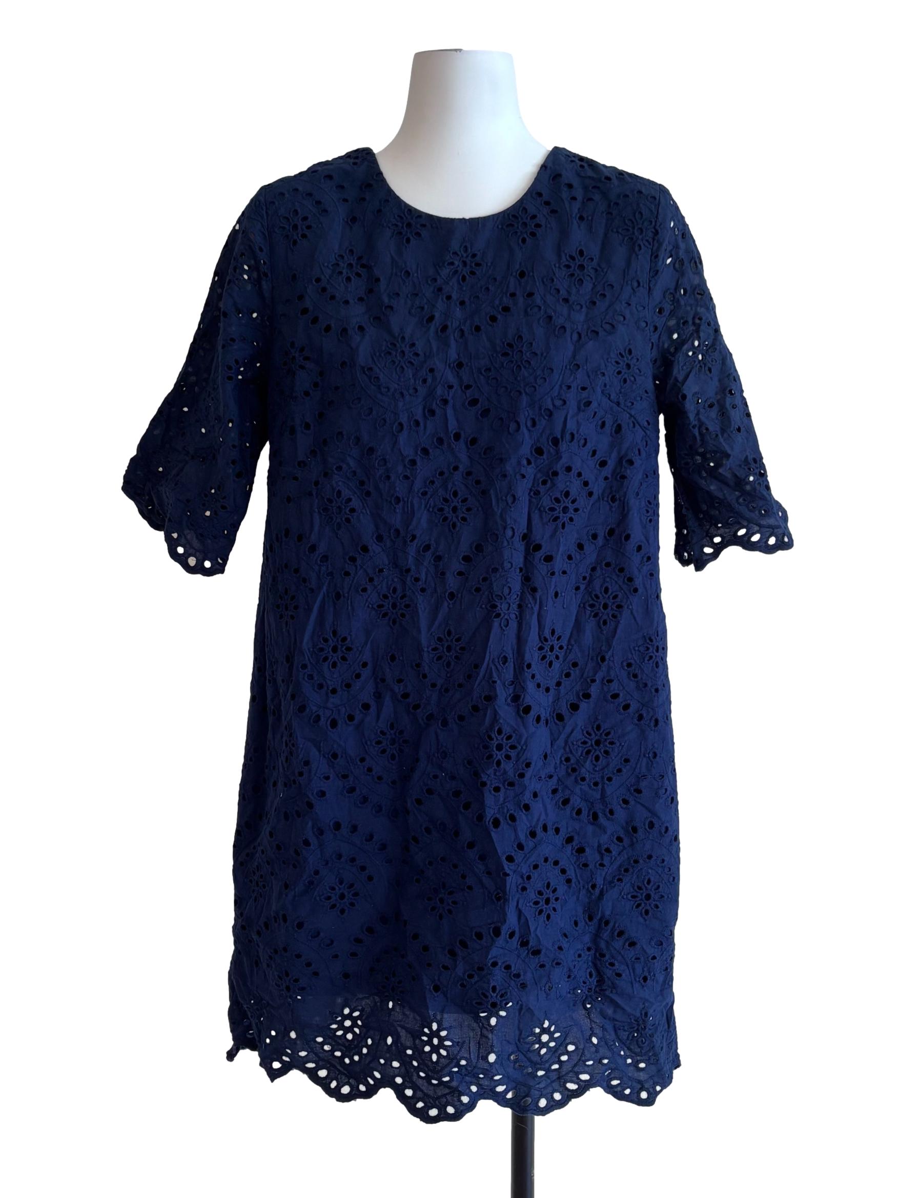 Admiral Blue Eyelet Shift Dress