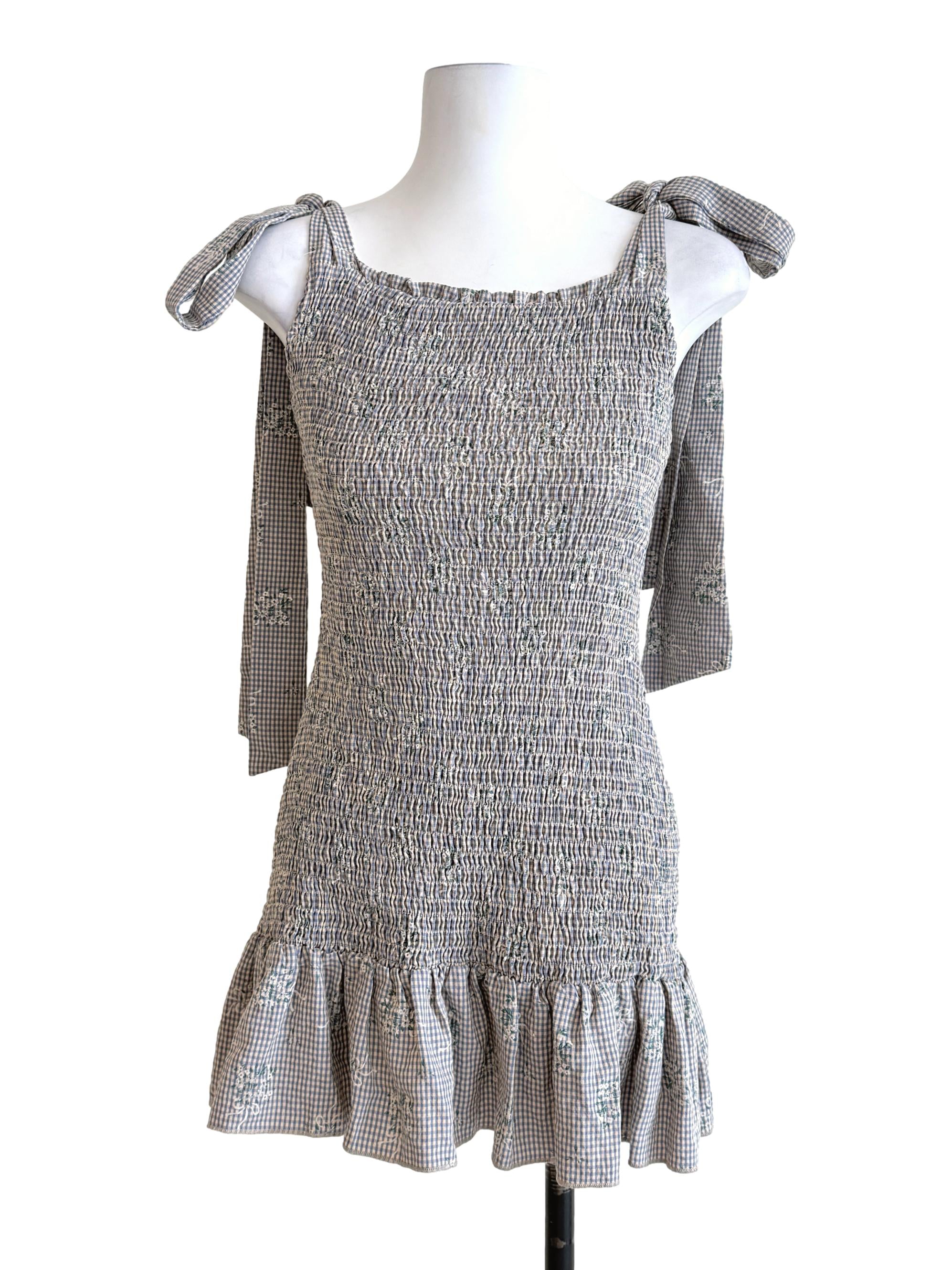 Aegean Blue Checkered Dress
