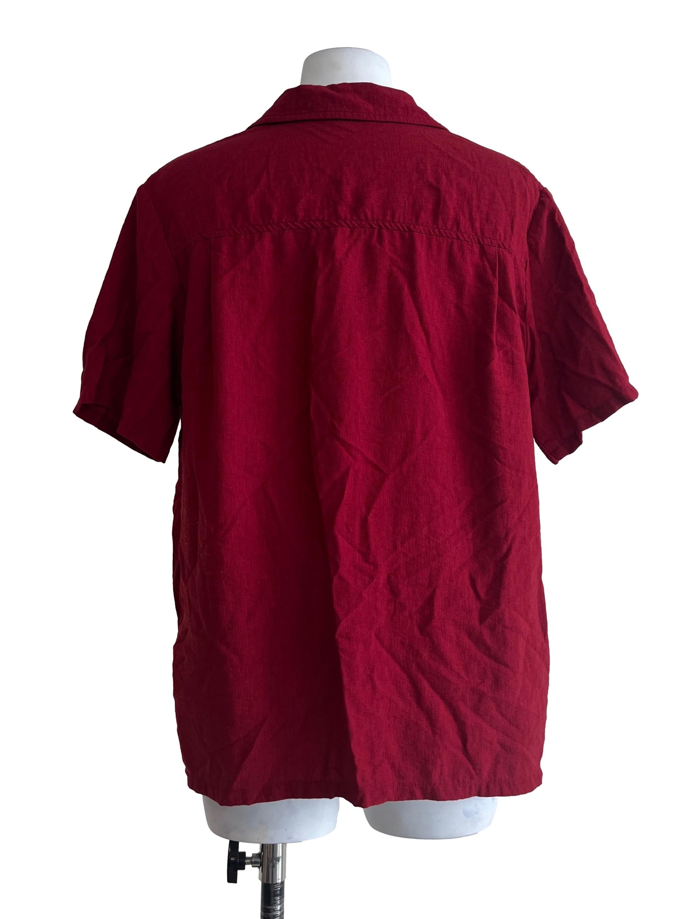 Apple Red Button Down Short Sleeve Top