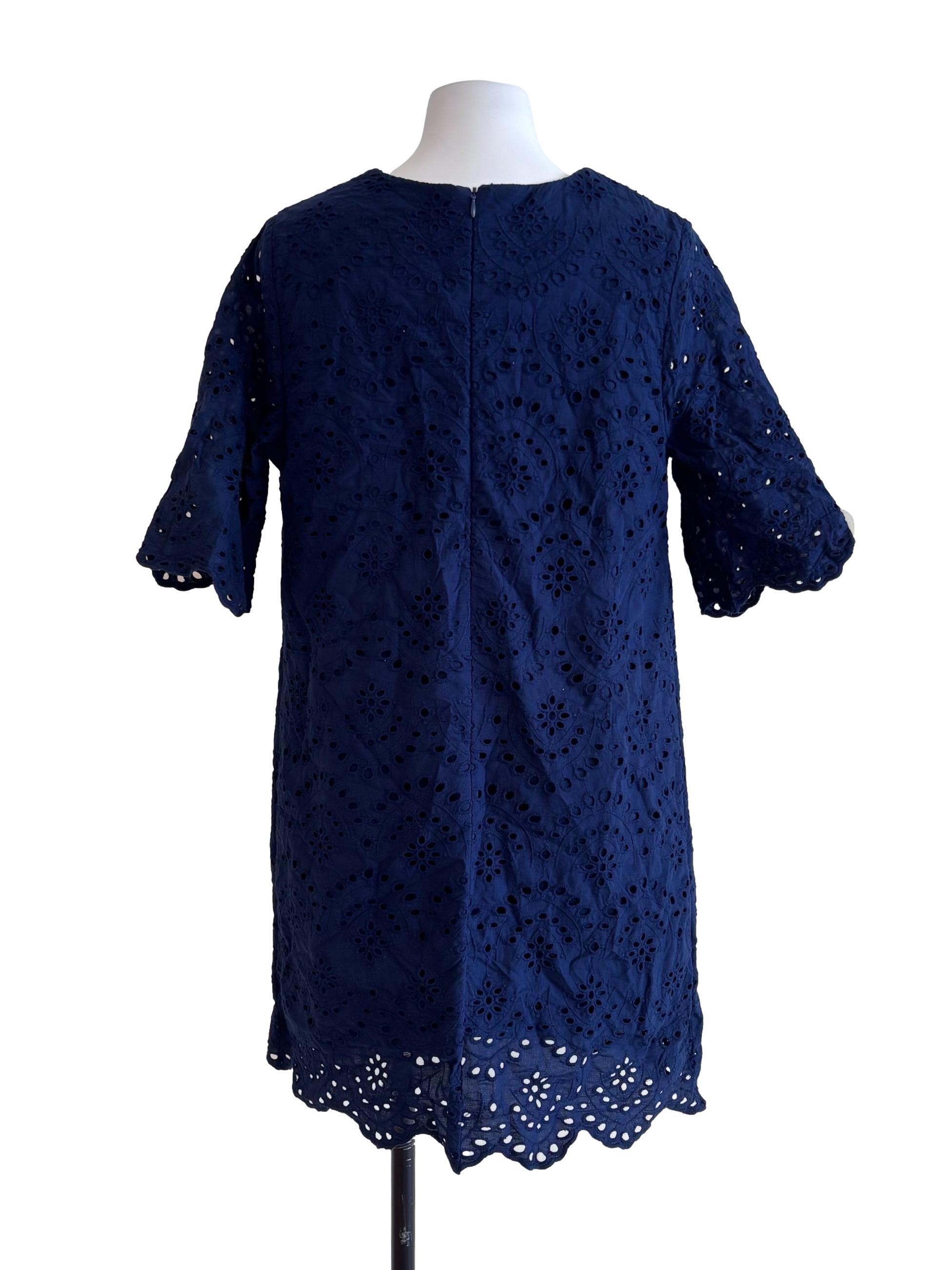 Admiral Blue Eyelet Shift Dress