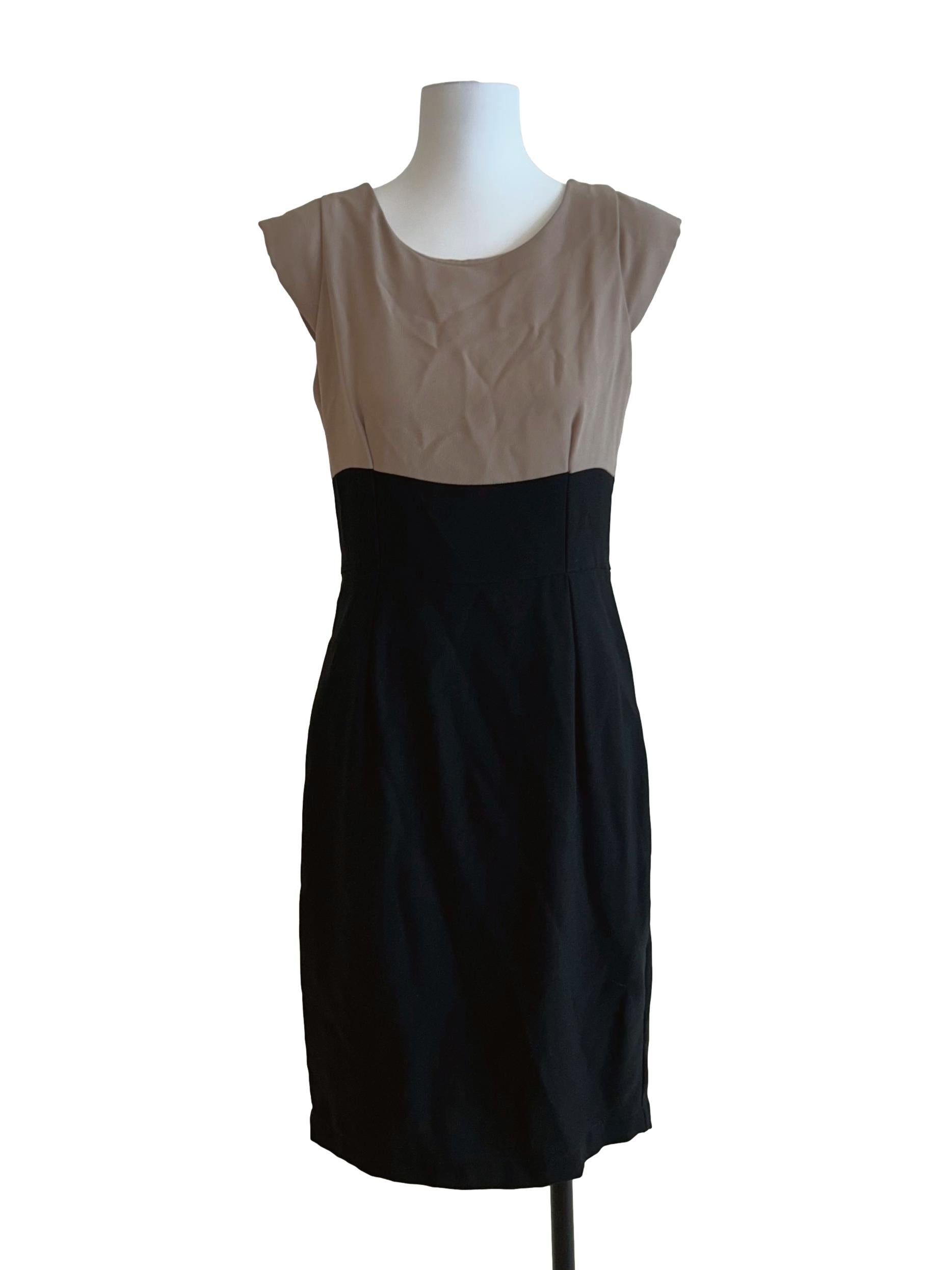 Beige And Black Sheath Dress