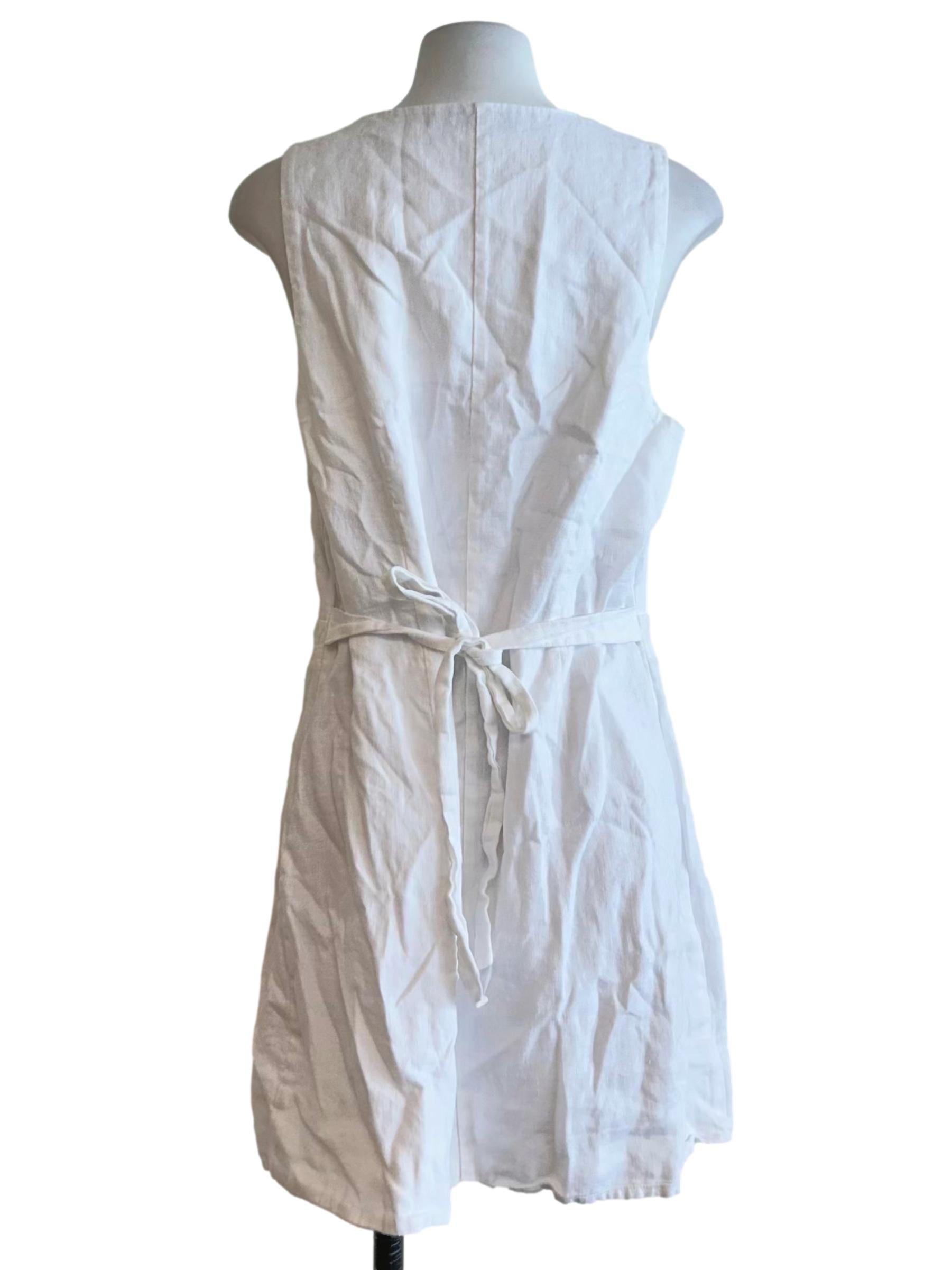 White Button Front Linen Dress