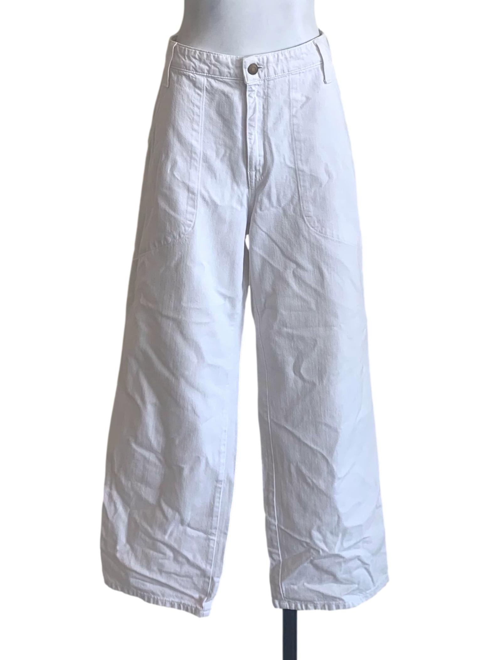 Cotton White Wide Leg Jeans