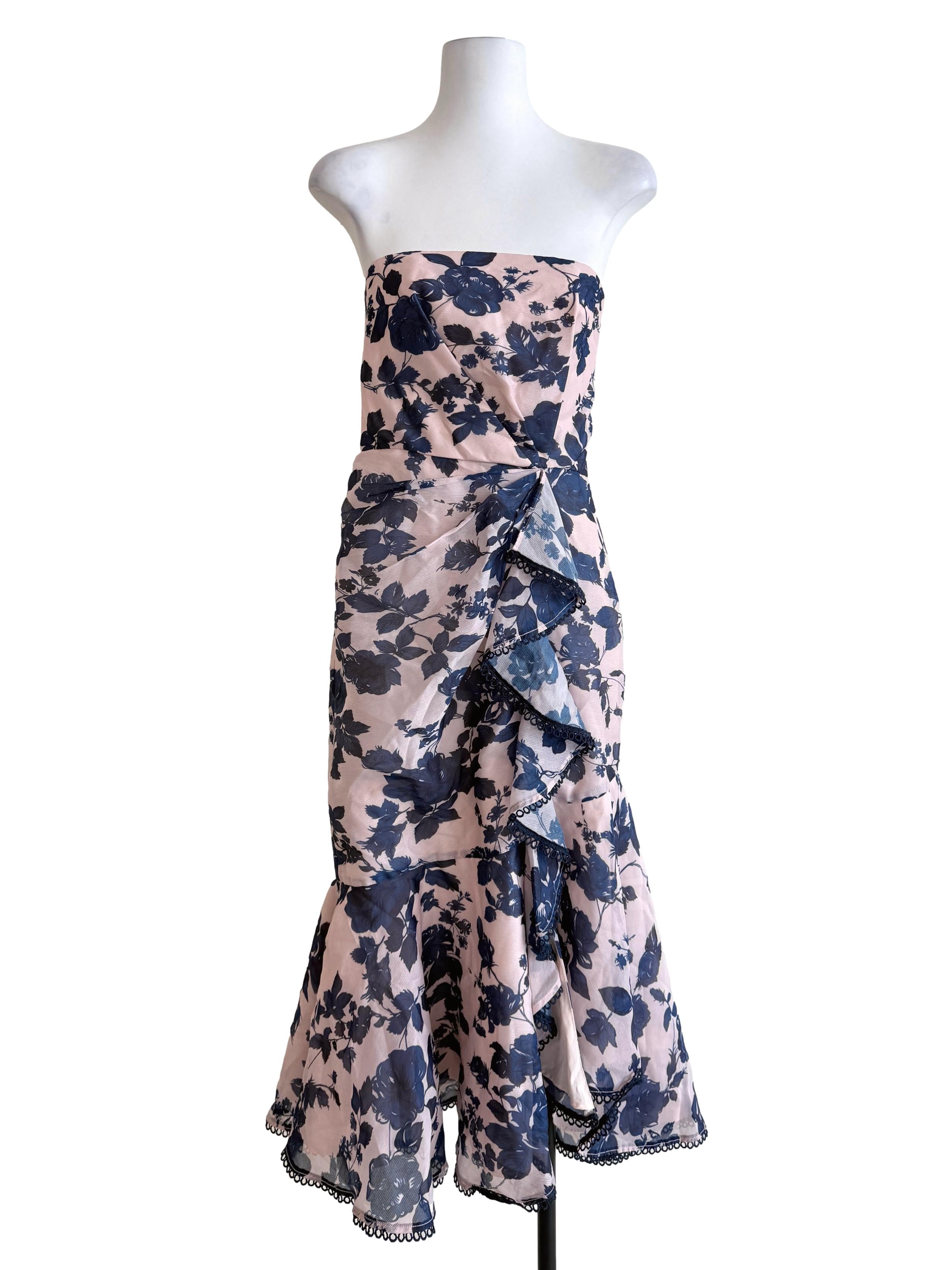 Multicolor Flower Printed Strapless Dress