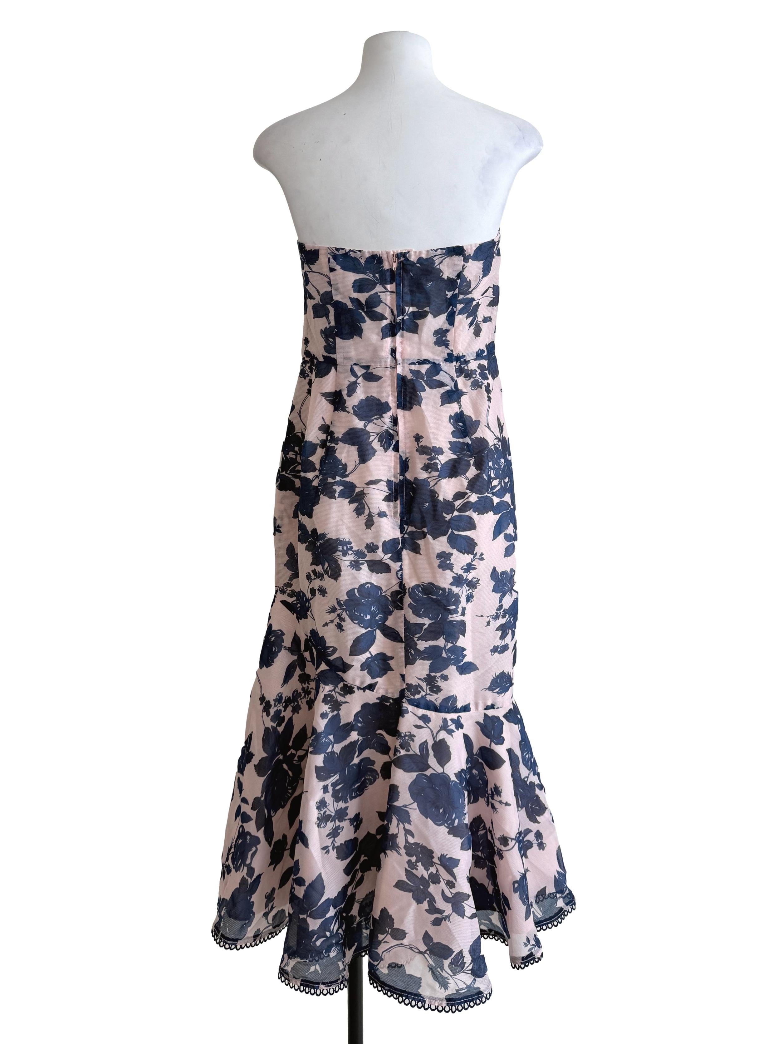 Multicolor Flower Printed Strapless Dress
