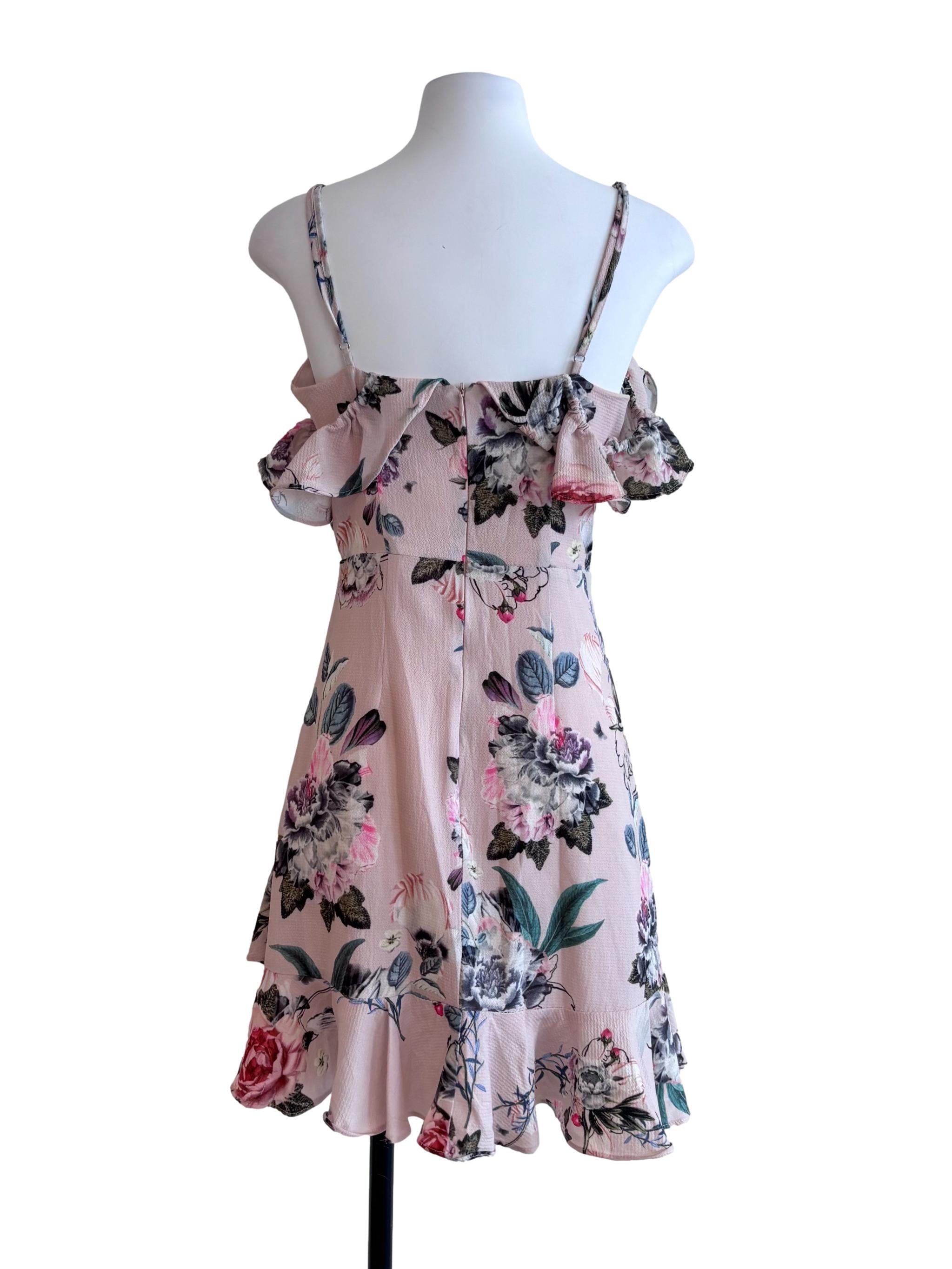 Baby Pink Floral Ruffled Dress