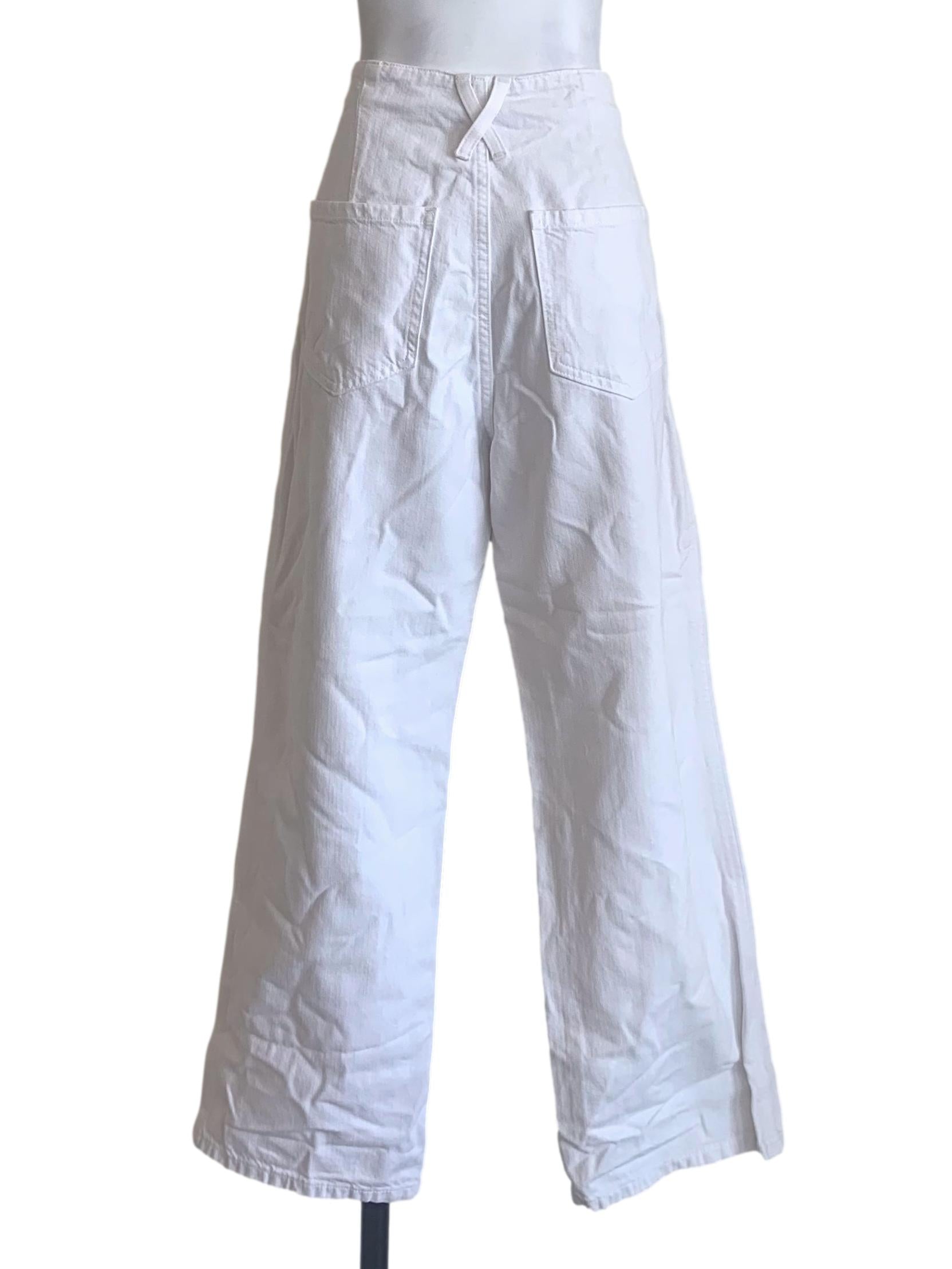 Cotton White Wide Leg Jeans