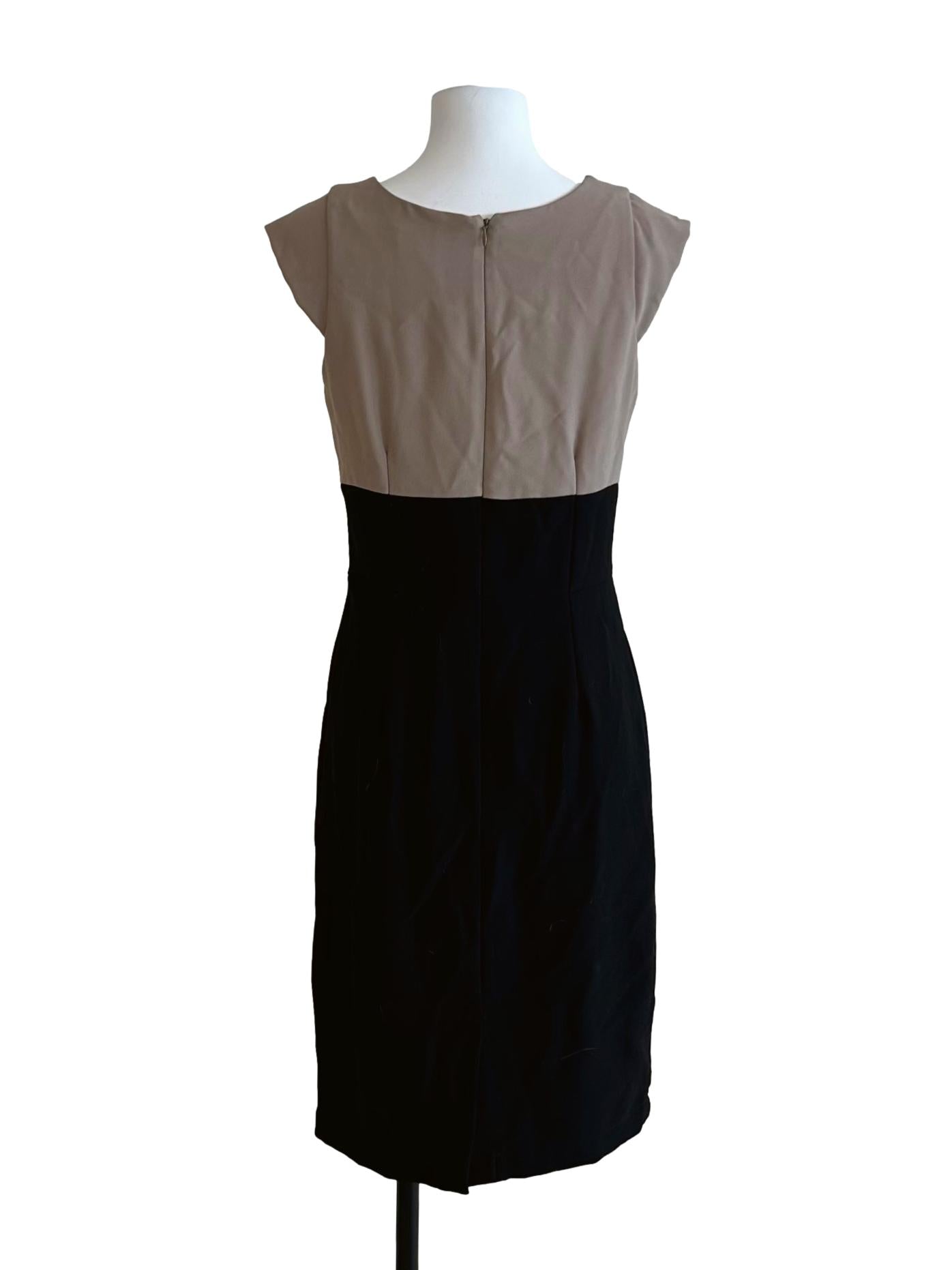 Beige And Black Sheath Dress