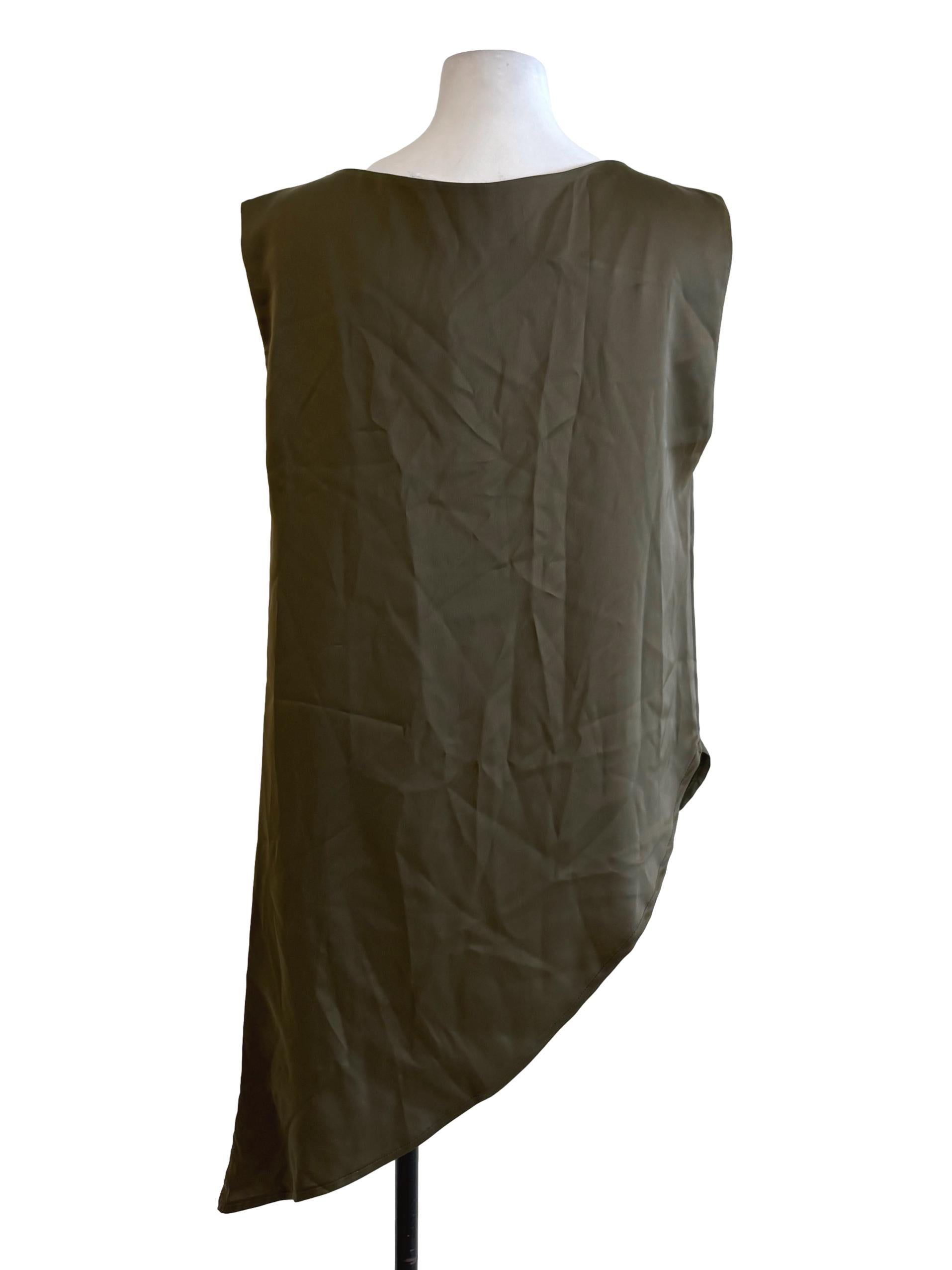 Moss Green Asymmetrical Sleeveless Top