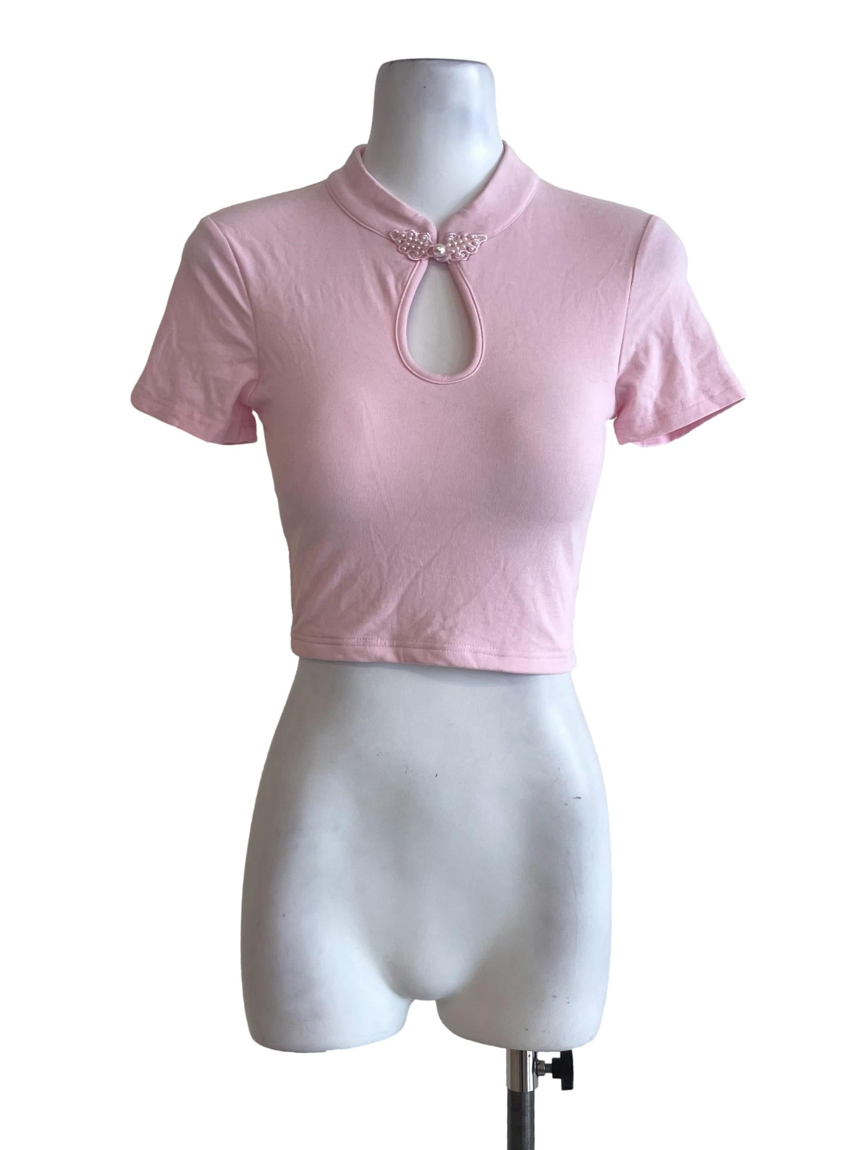 Light Pink Chinese Collar Top
