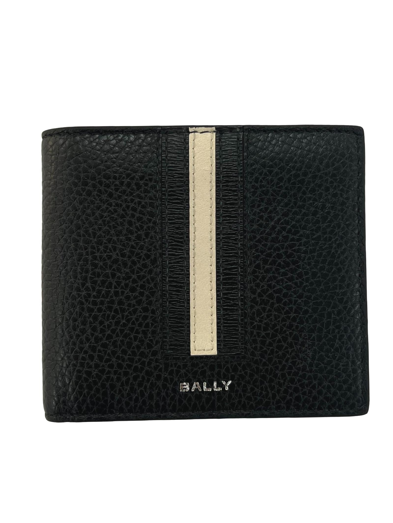 Black Bally Logo Stripe Wallet