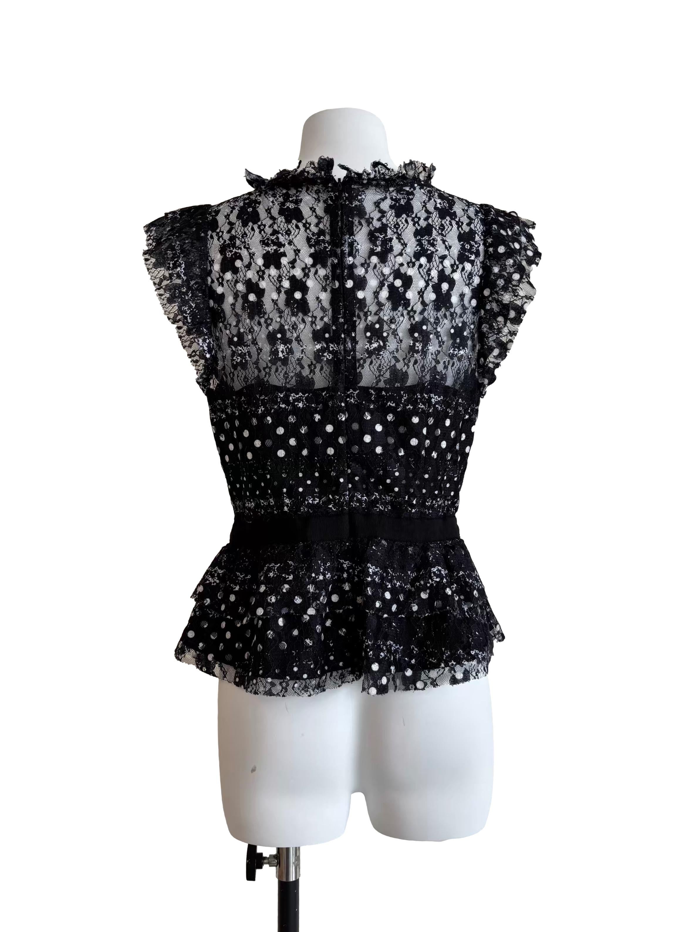 Raven Black Mix Pattern Peplum Top