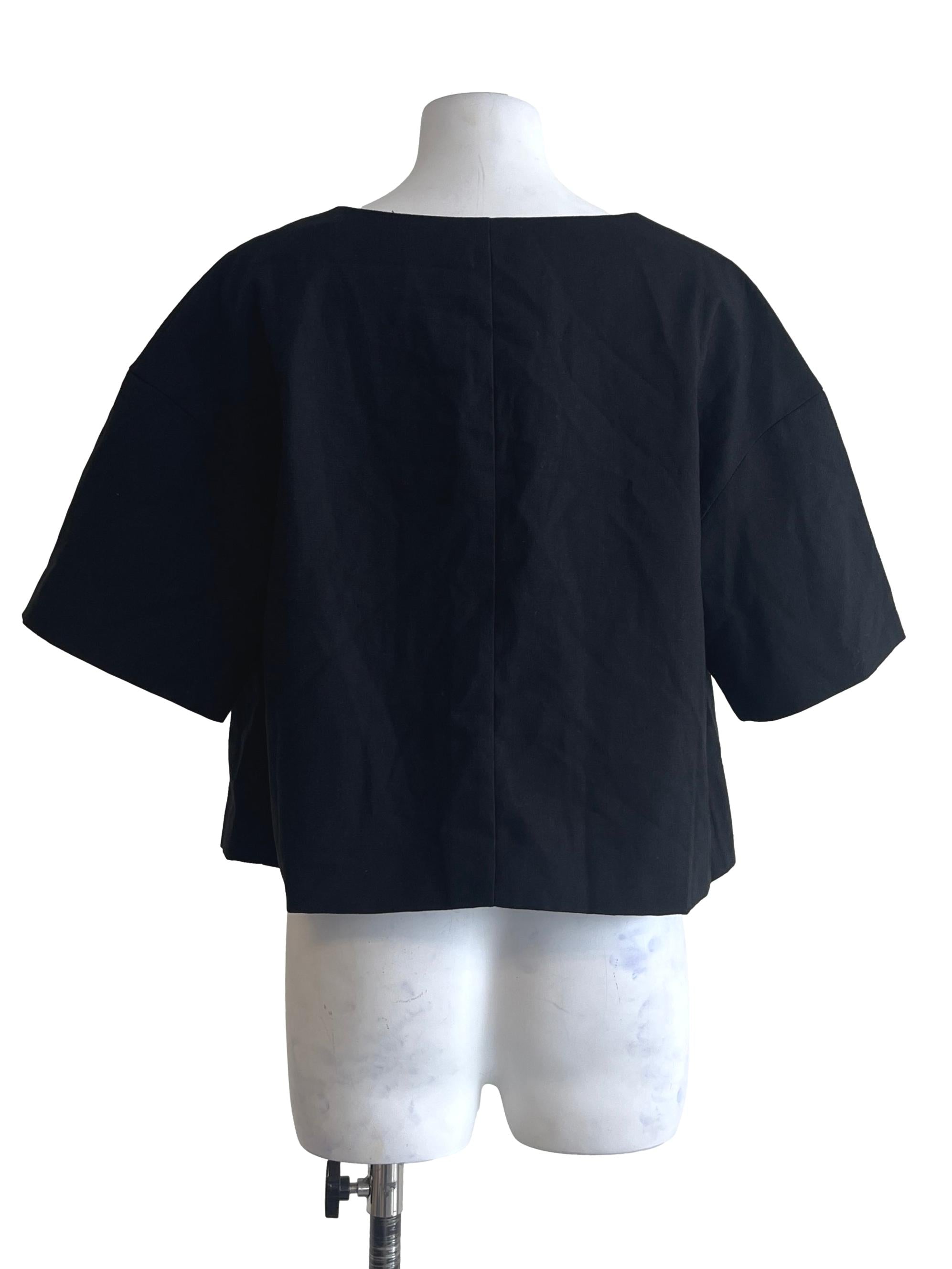 Ink Black V-Neck Short Sleeve Top
