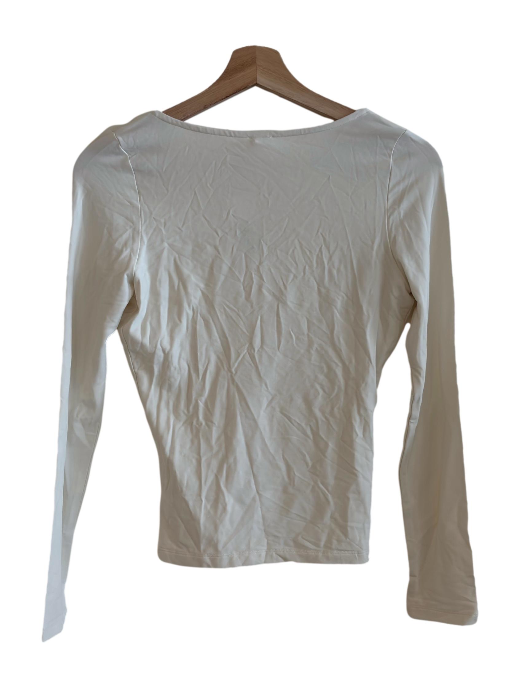 Vanilla Cream V Neck Long Sleeve Top