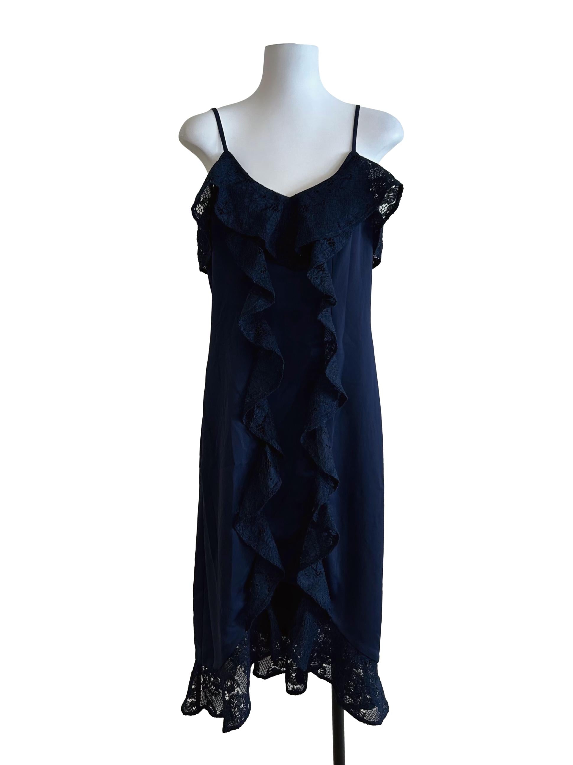 Navy Blue Lace Cami Dress