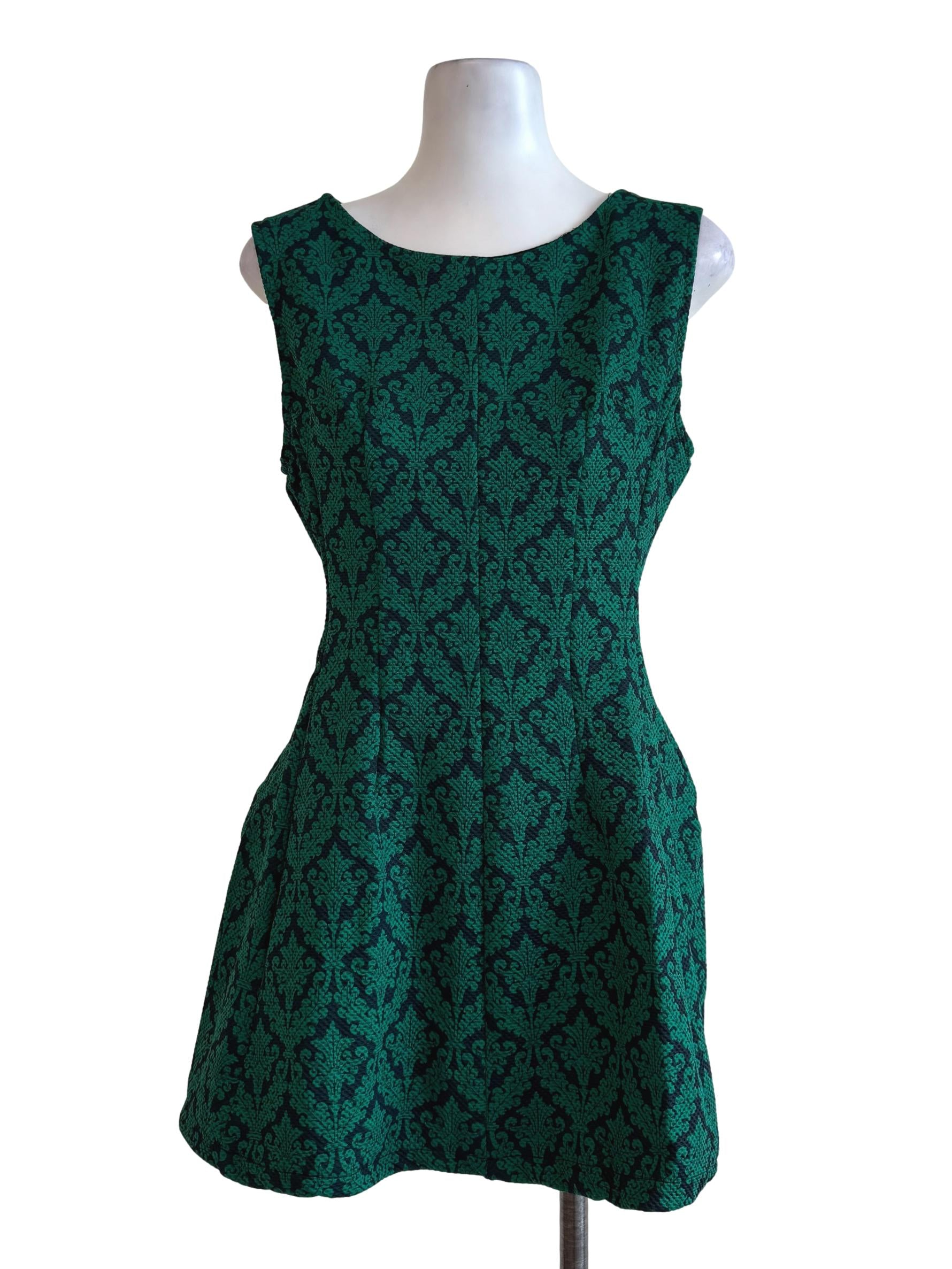 Bottle Green Prints Empire Dress