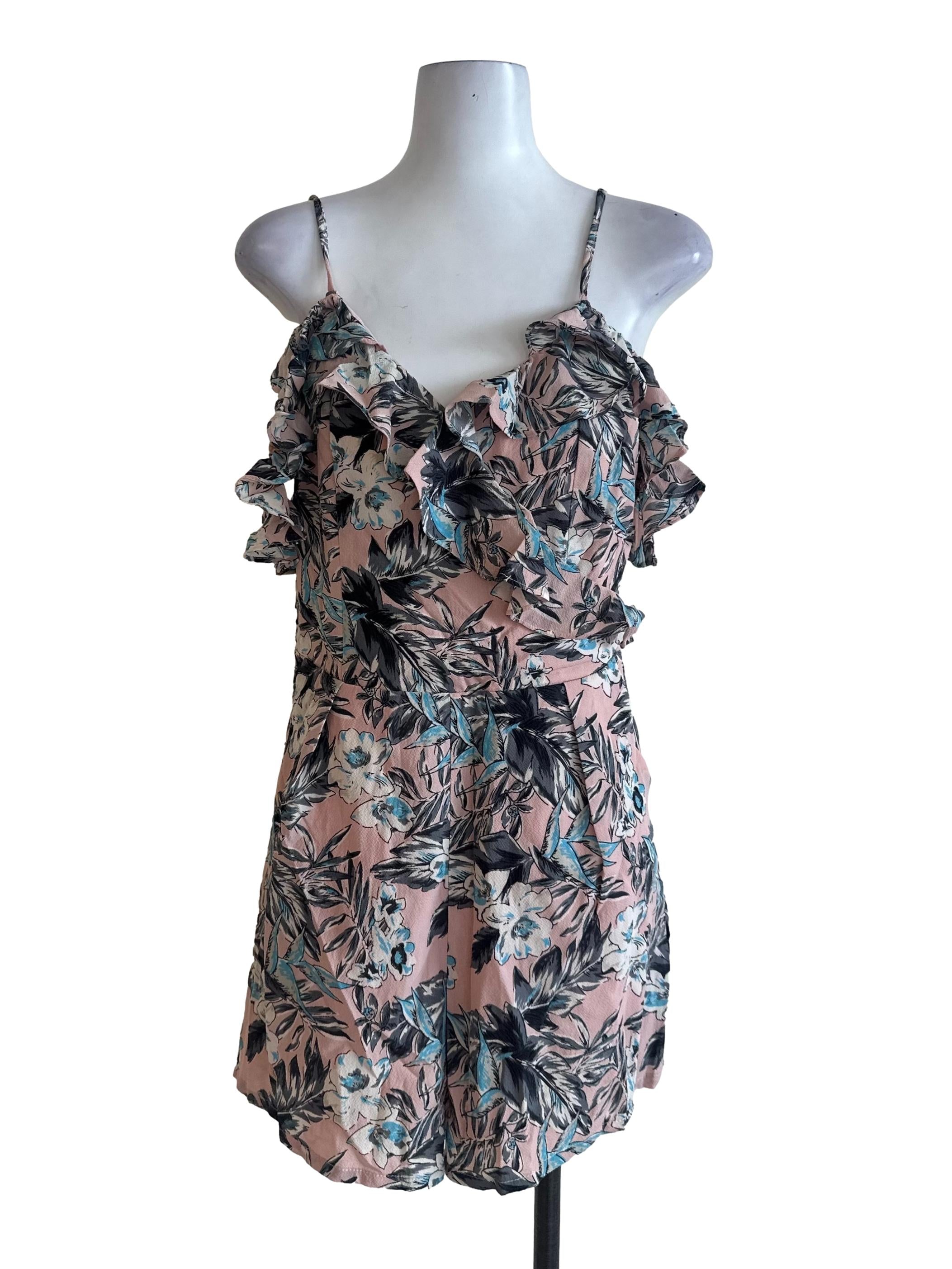 Light Pink Pattern Ruffle Rompers