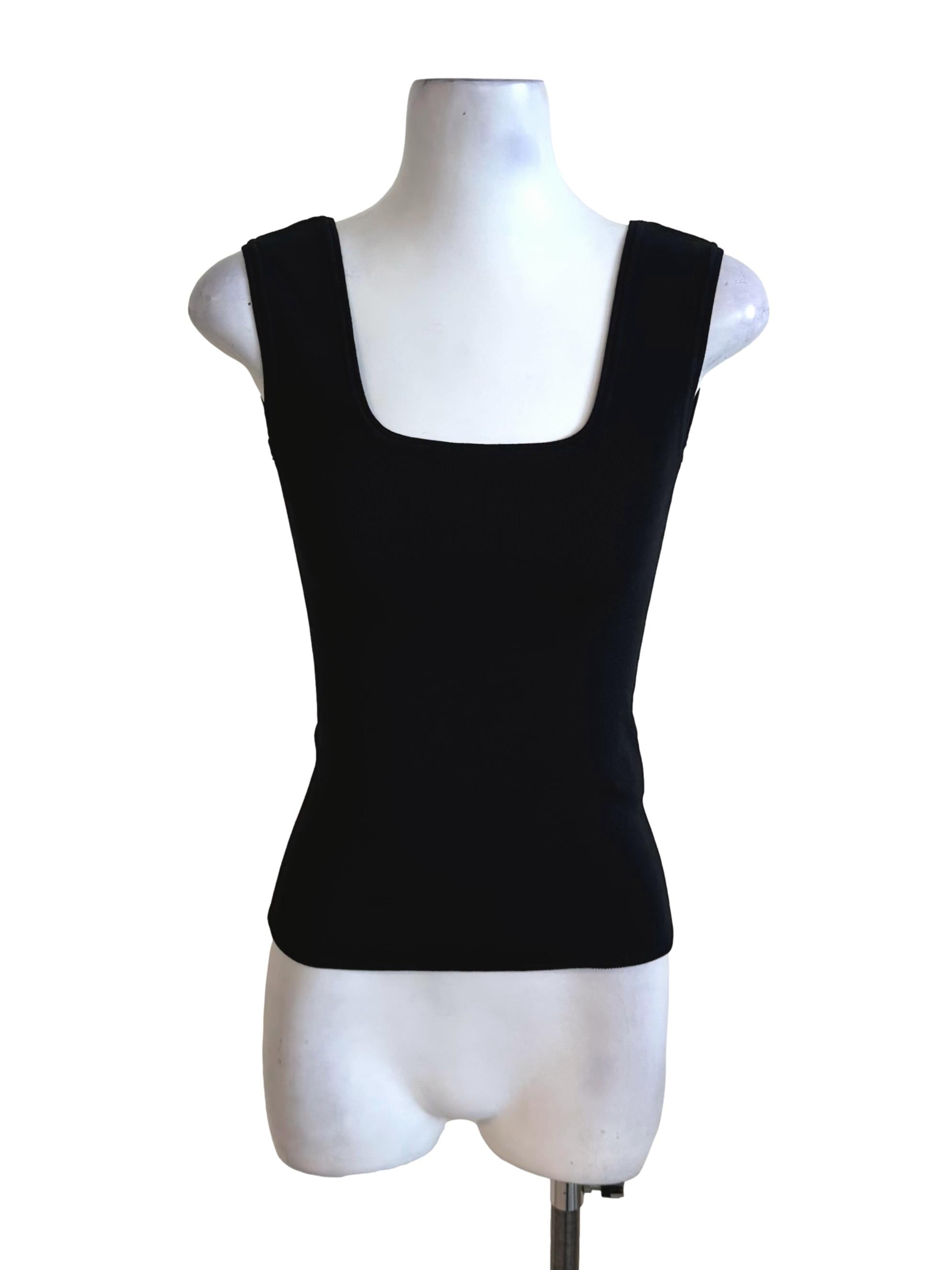 Rich Black Square Neck Knit Top LB