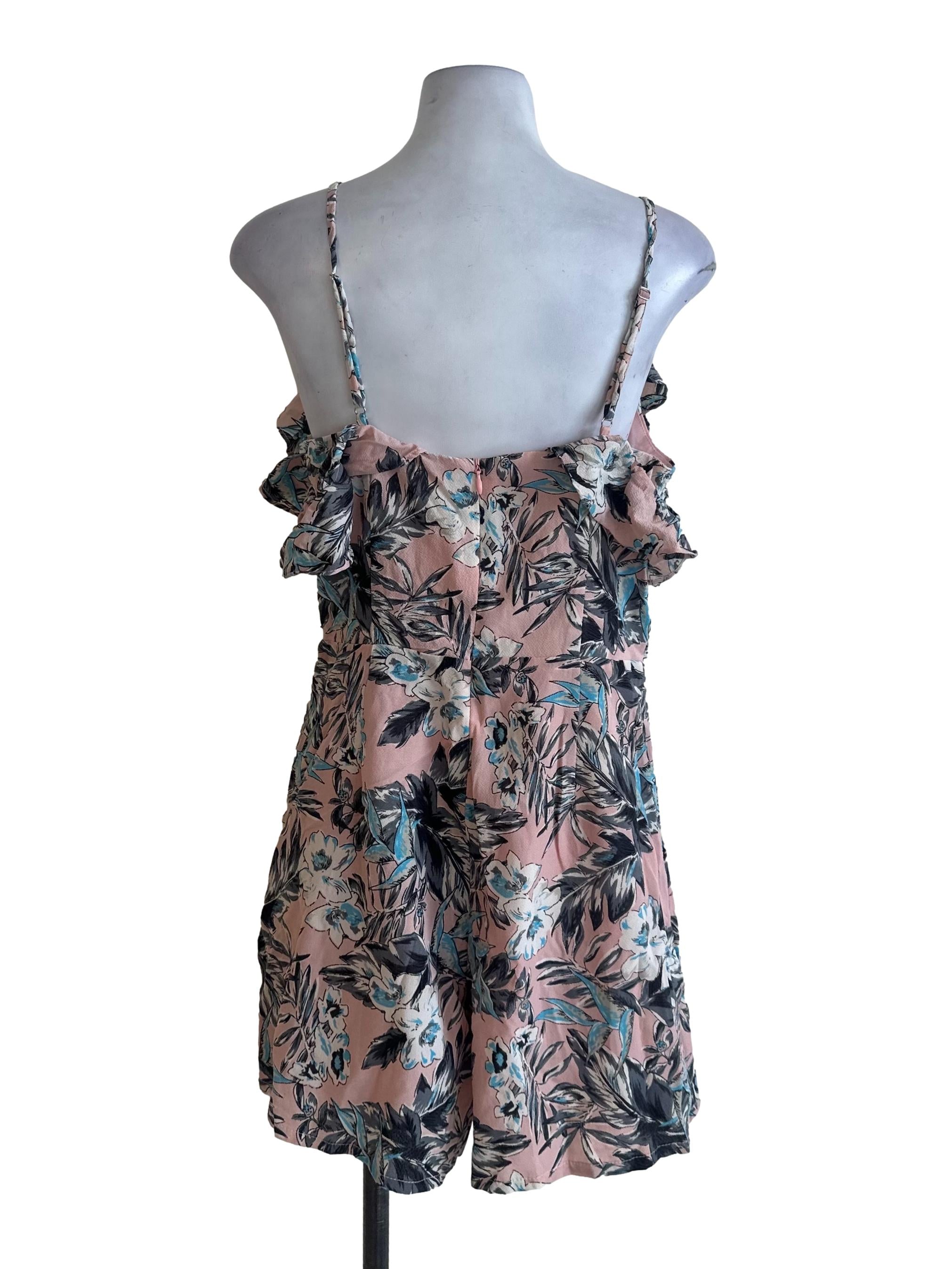 Light Pink Pattern Ruffle Rompers