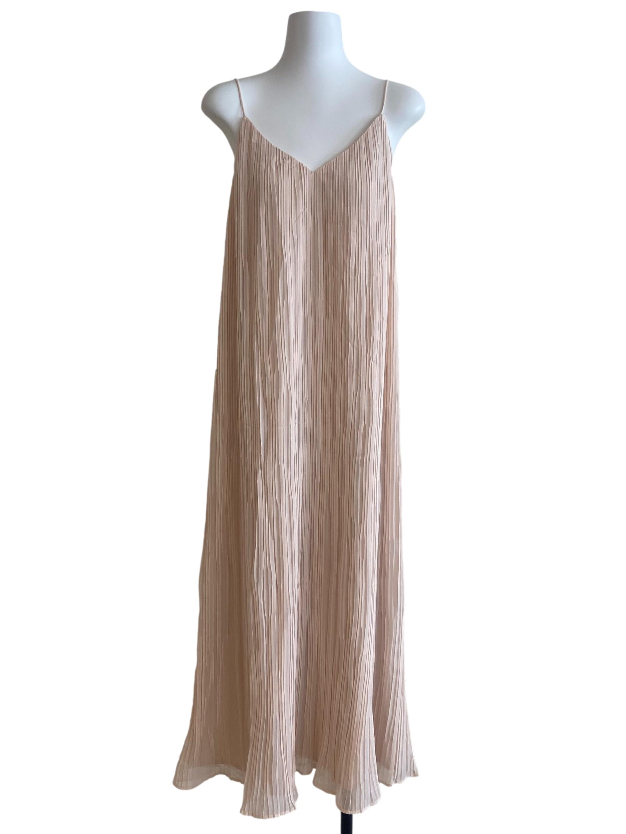 Ivory Spaghetti Straps Accordion Dress
