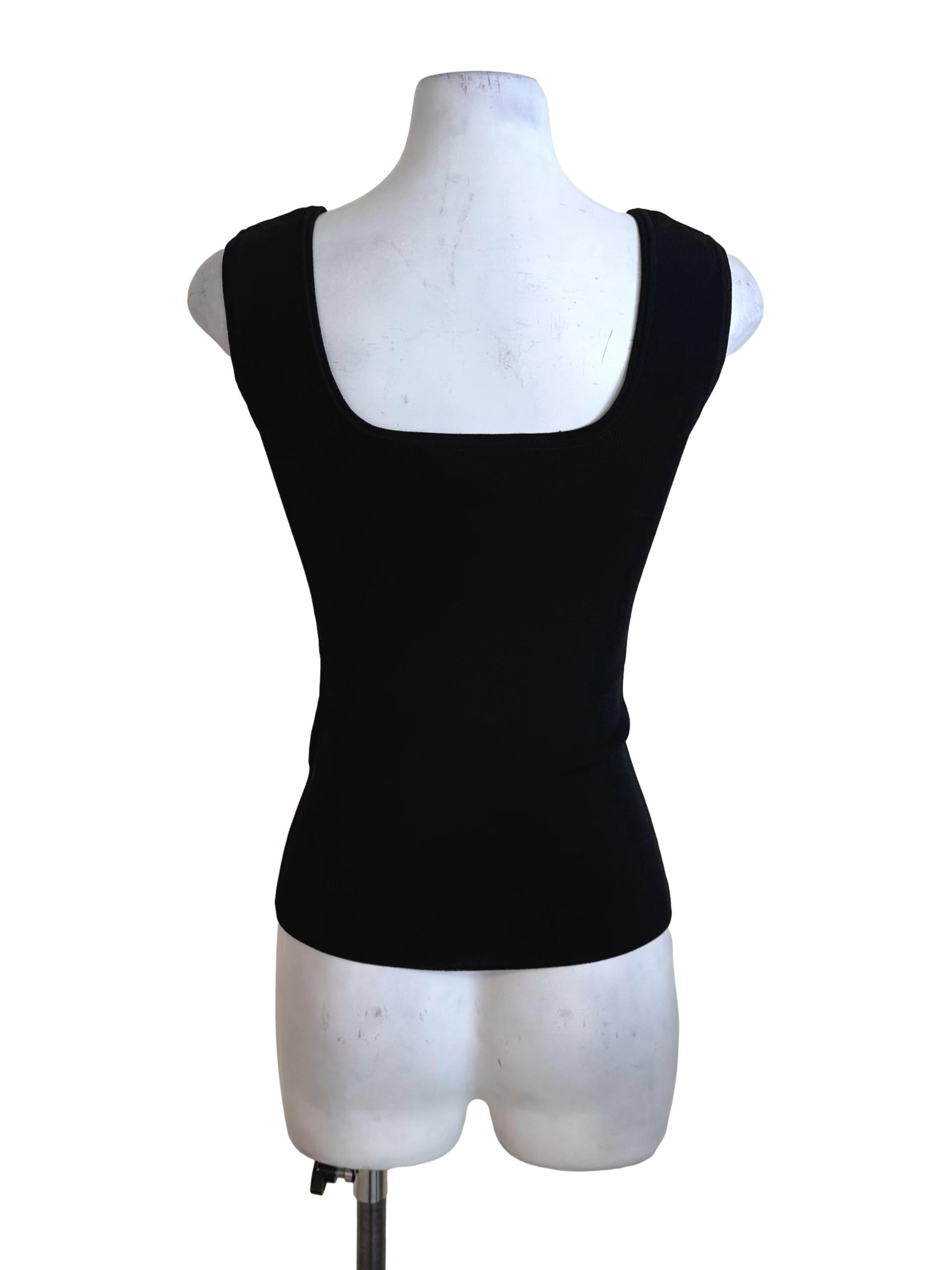 Rich Black Square Neck Knit Top LB
