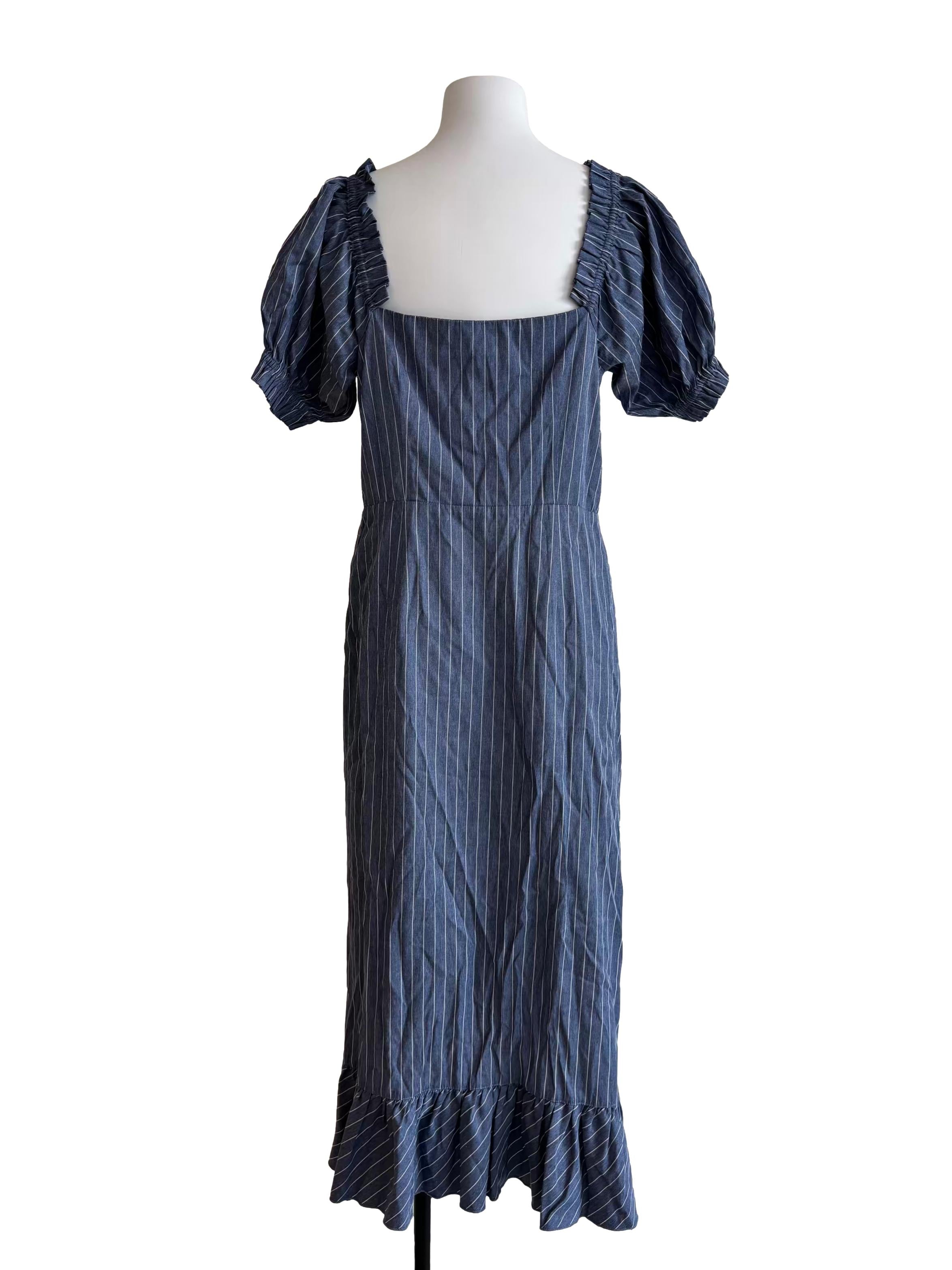 Stone Blue Ruffle Stripe Dress