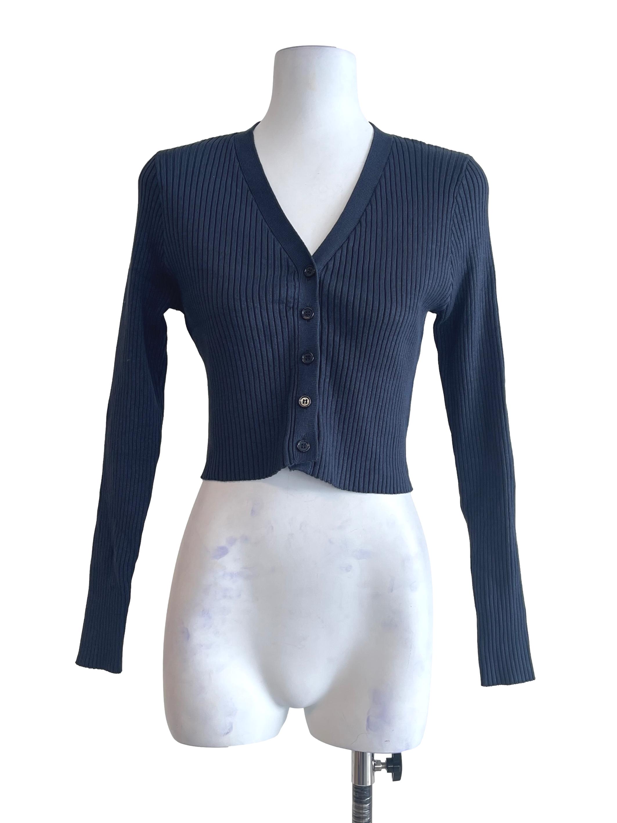 Denim Blue V-Neck Long Sleeve Cardigan