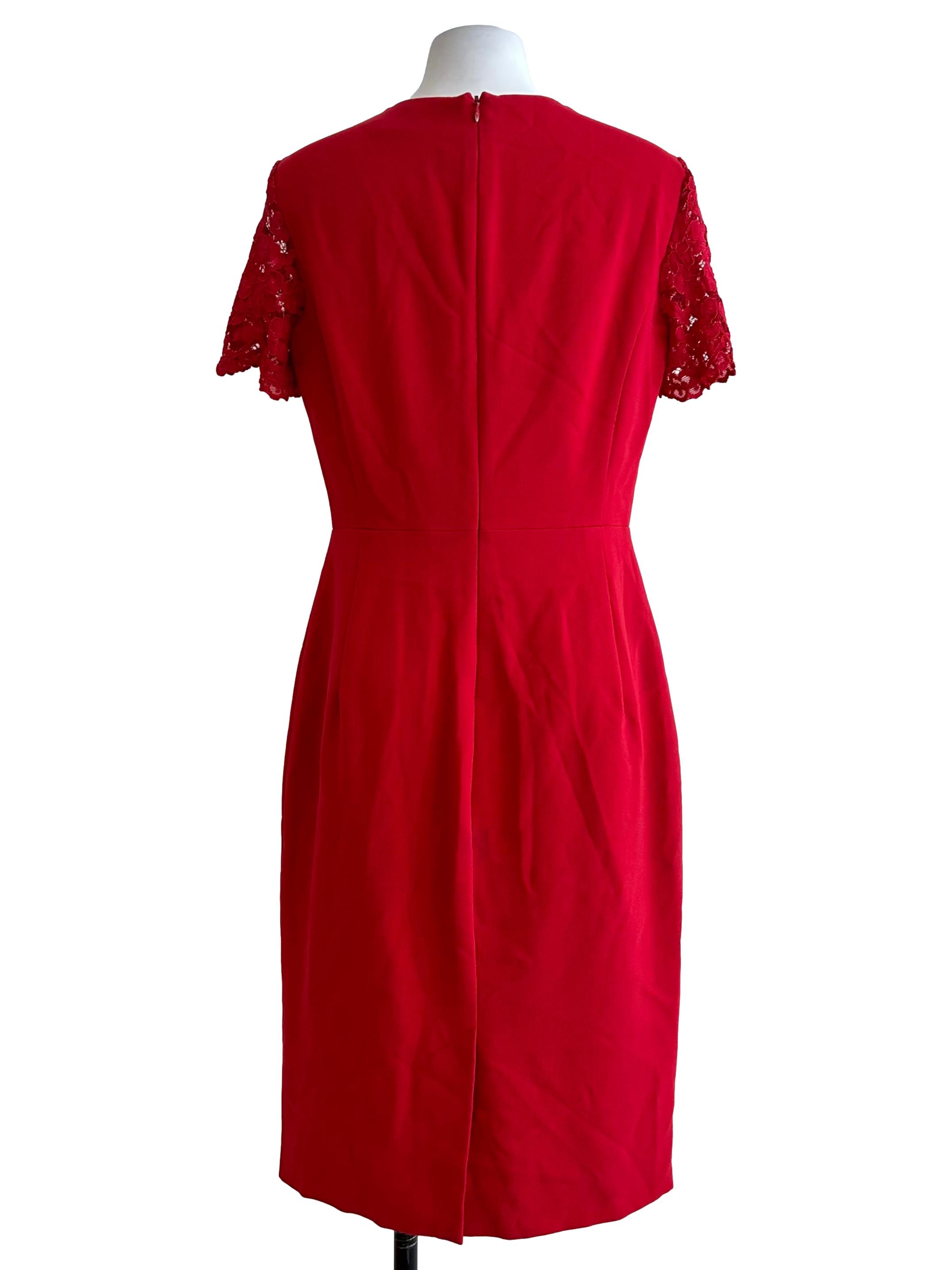 Chilli Red Lace Sleeve Sheath Dress